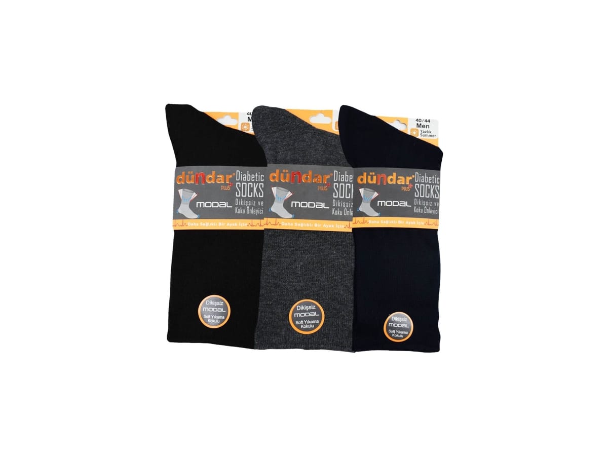 Dikişsiz Antibakteriyel Erkek Modal Çorap Seti Dündar 6951 - Düz Siyah