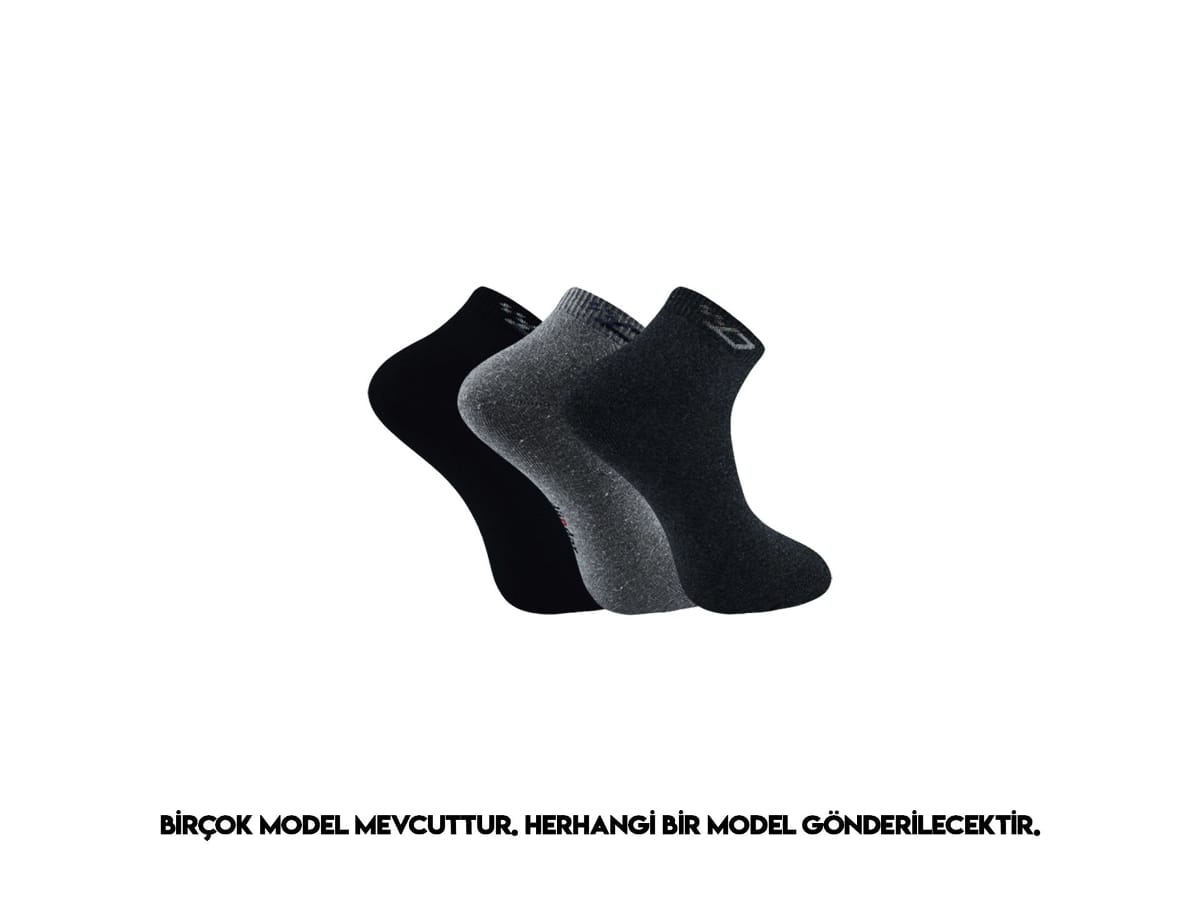 Termal Antibakteriyel Dikişsiz Erkek Havlu Patik 12'li Dündar 5961 - Düz Siyah