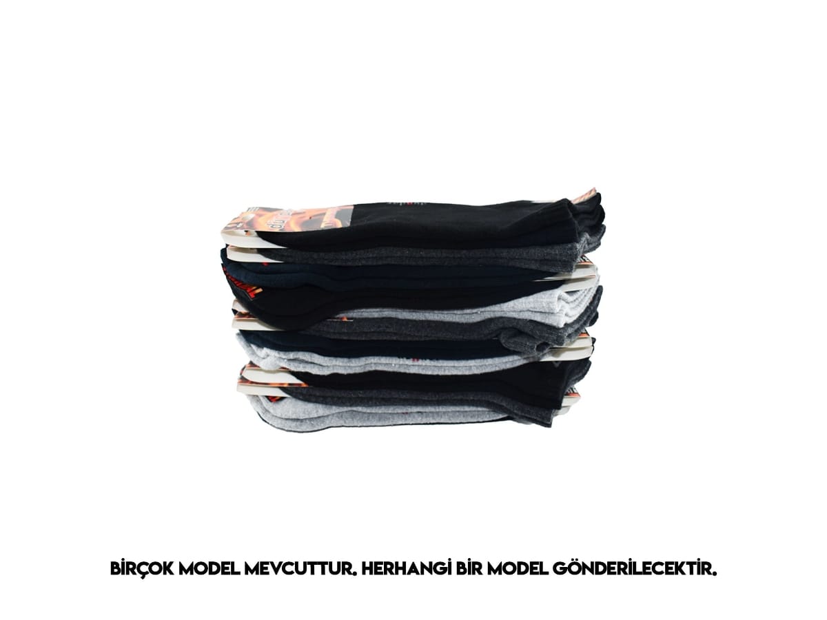 Termal Antibakteriyel Dikişsiz Erkek Havlu Patik 12'li Dündar 5961 - Düz Siyah