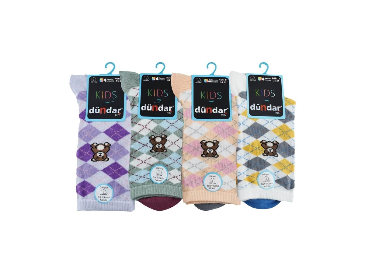Dikişsiz Yıkamalı Pamuklu Çorap 12'li Dündar 8252 - Kiz