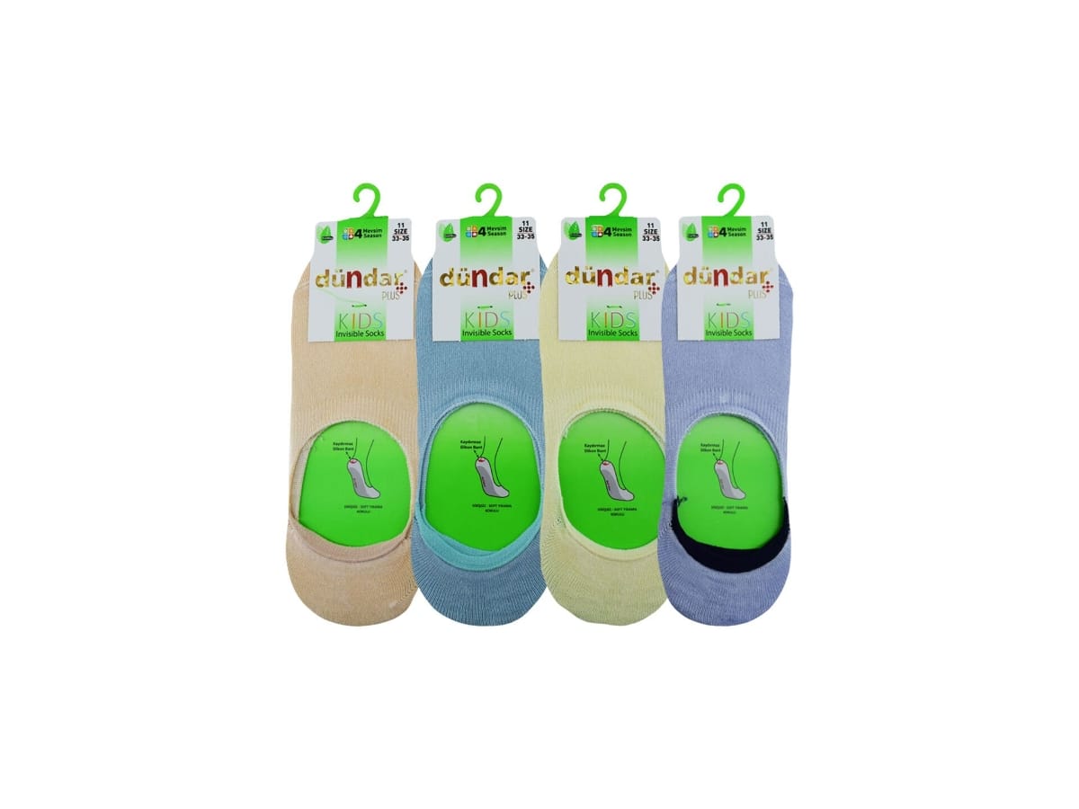 Dikişsiz Yıkamalı Pamuklu Çocuk Babet Çorap Dündar 0690 - AçıkRenk Asorti