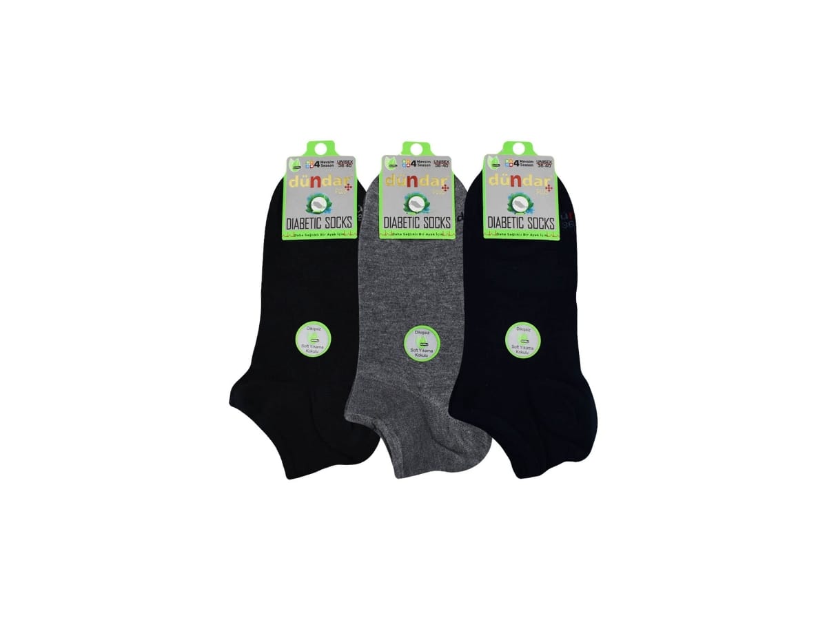 Dikişsiz Antibakteriyel Bambu Patik Çorap Seti Dündar 0621 - Düz Siyah