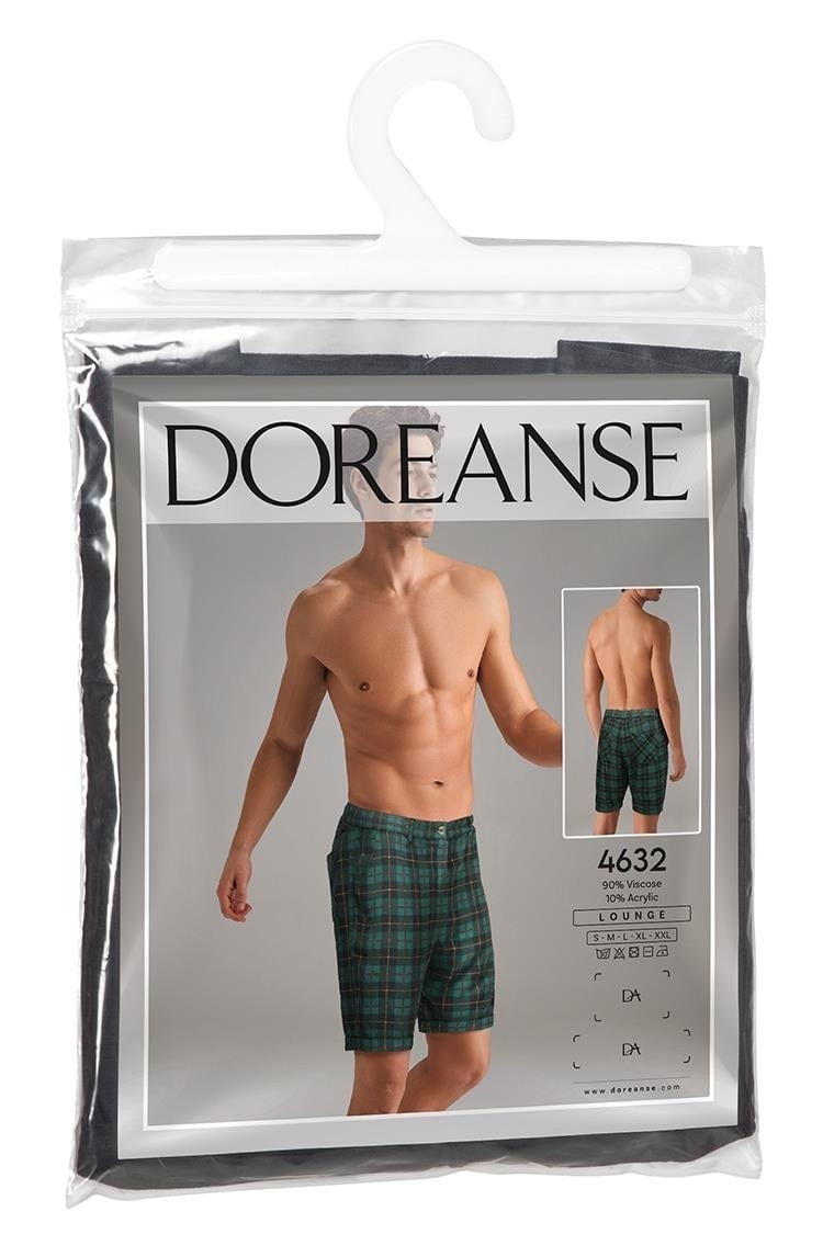 Ekoseli Yeşil Cepli Erkek Şort Doreanse 4632 - Yeşil