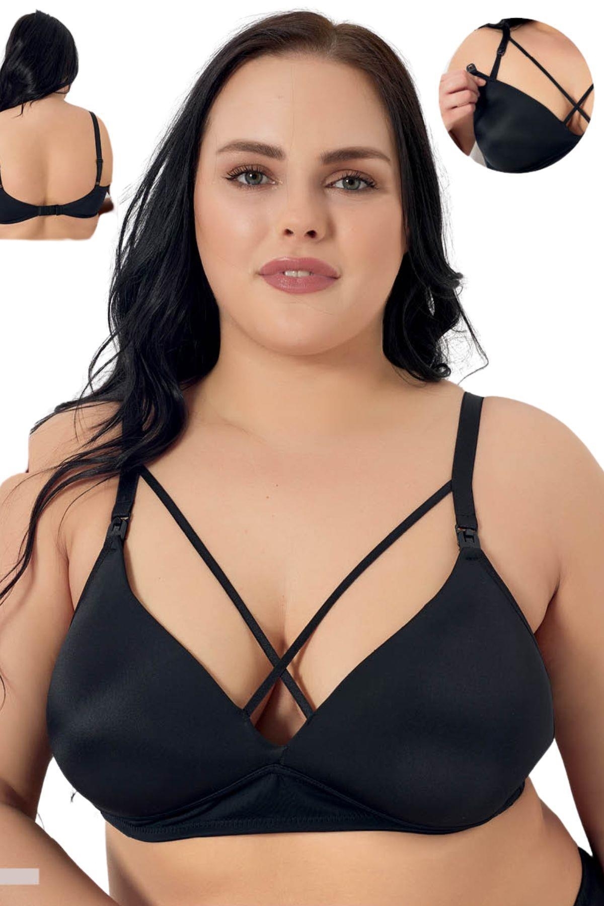 Çapraz İpli Emzirme Sütyeni Godewo 7035 - Siyah