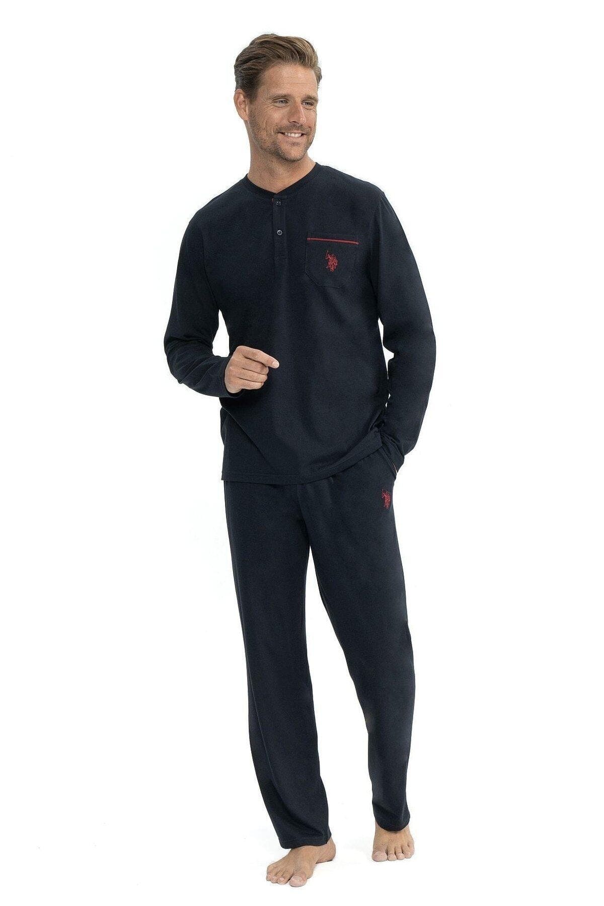 Bordo 5li Sabahlıklı Pijama Takım Us. POLO Assn. 12040 - Bordo