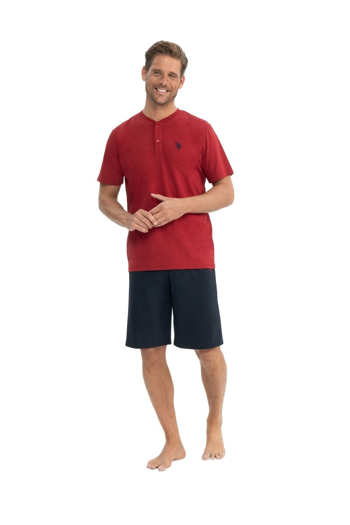 Lacivert Erkek Çeyizlik 5li Sabahlıklı Pijama Takımı Us. POLO Assn. 12040 - Lacivert