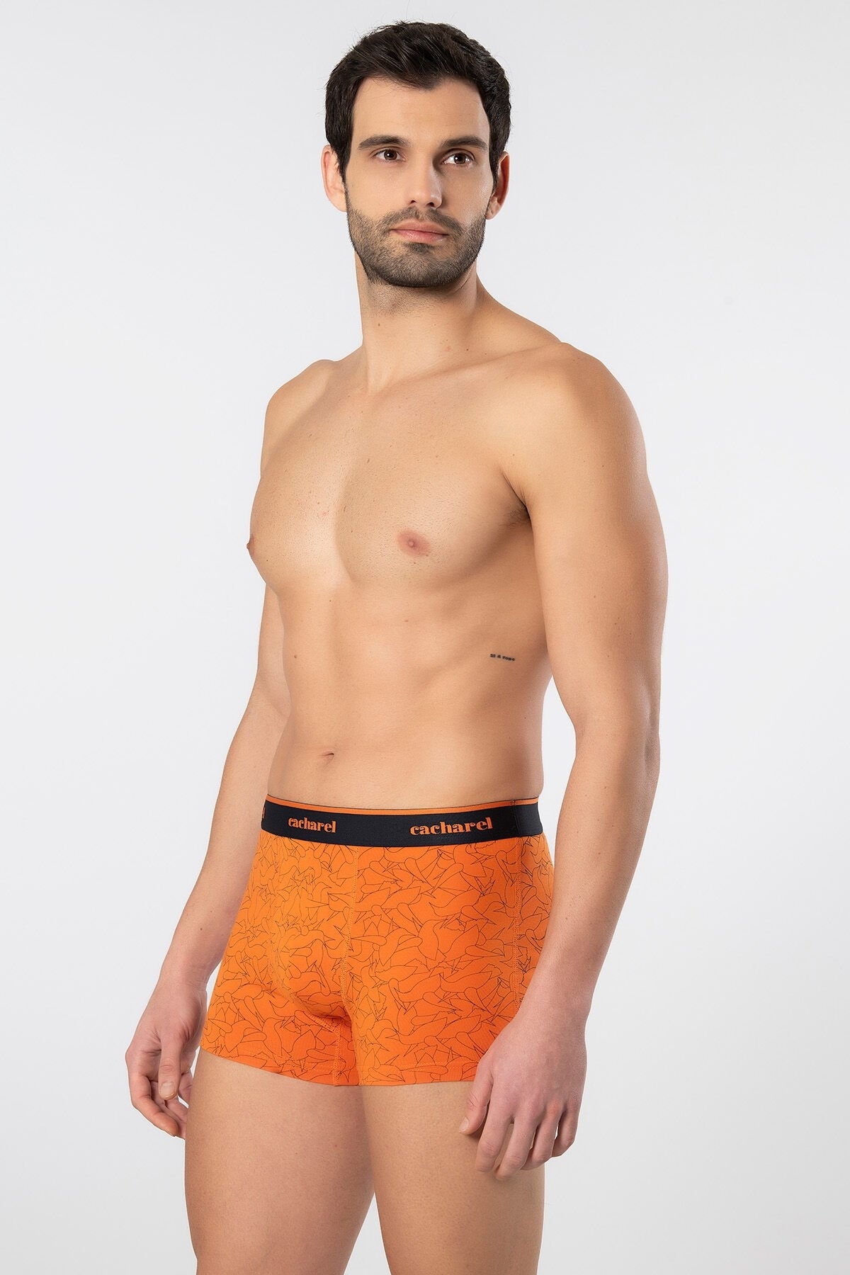 Pamuklu Desenli Elastan Erkek Boxer 3'lü Cacharel 1339 - Lacivert 1