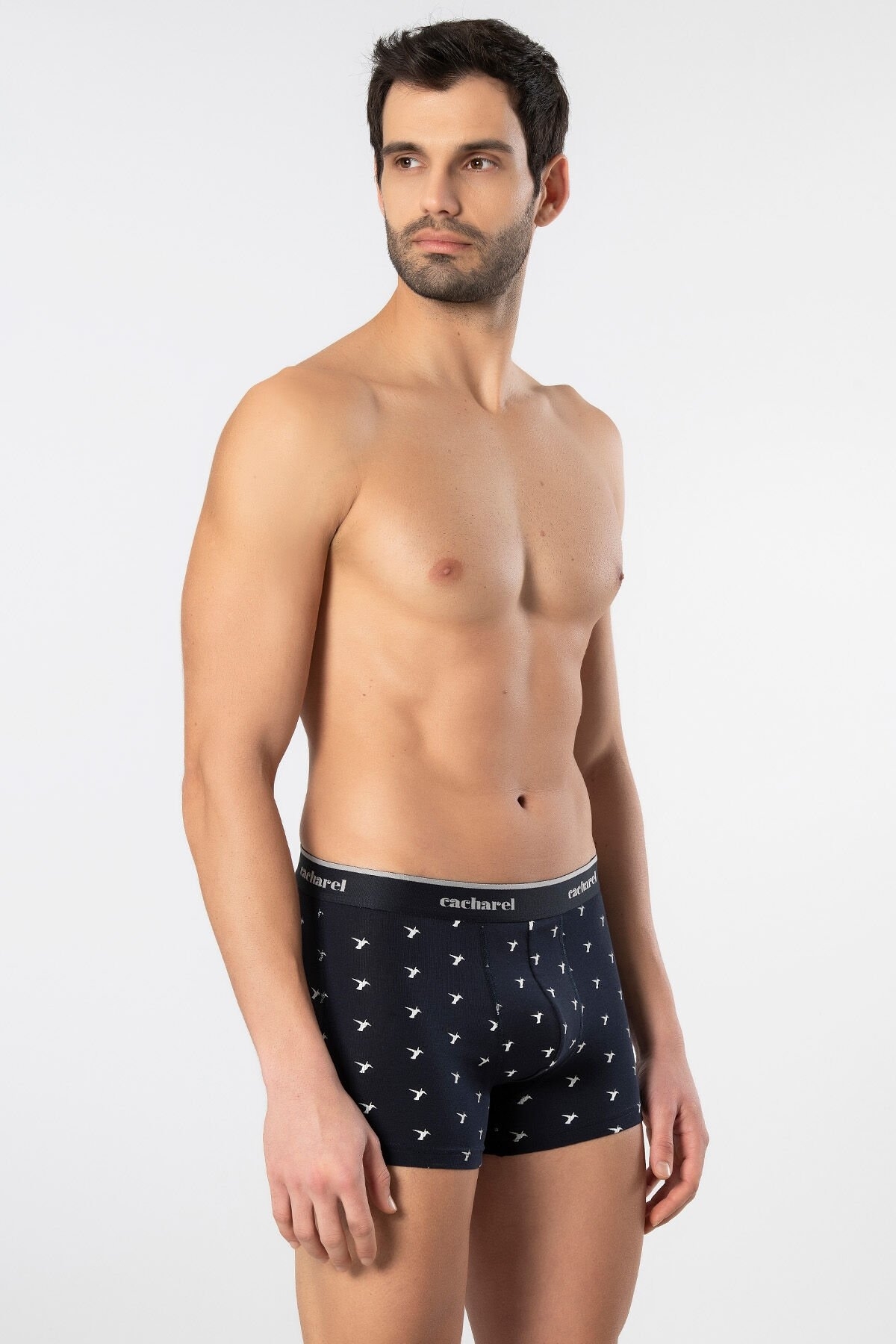 Desenli Likralı Pamuklu Erkek Boxer Cacharel 1339 - Lacivert 6