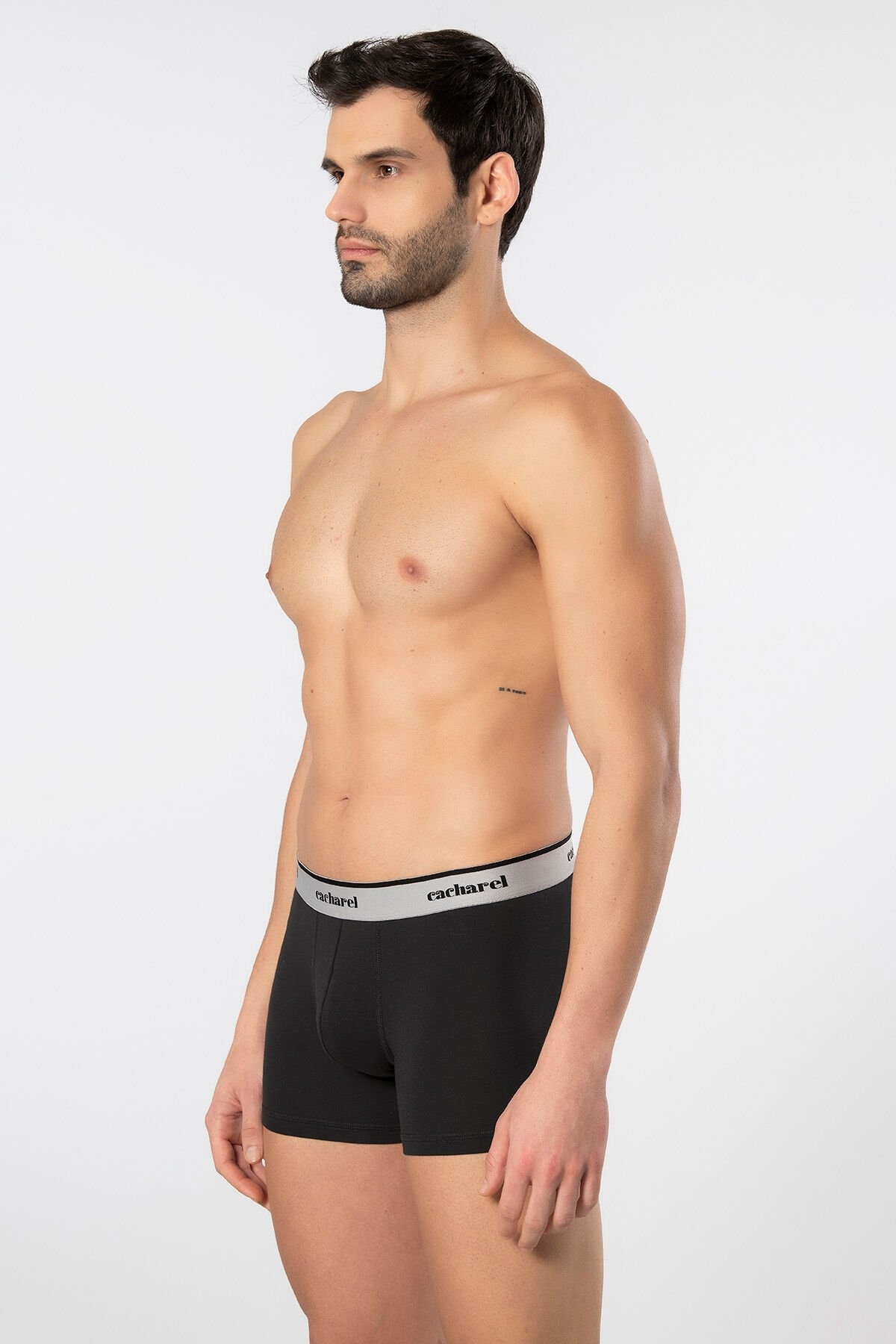 Geniş Bel Lastikli Desenli Likralı Erkek Boxer Cacharel 1339 - Siyah 1