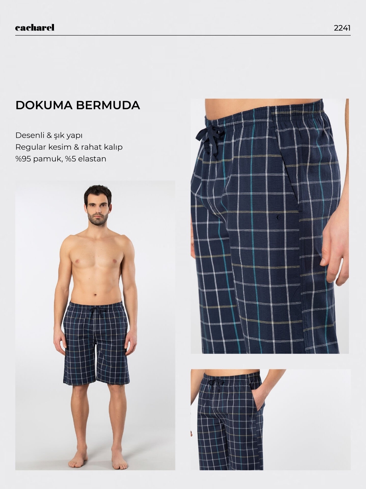 Cepli Pamuklu Elastan Bermuda Alt Cacharel 2241 - Lacivert 8