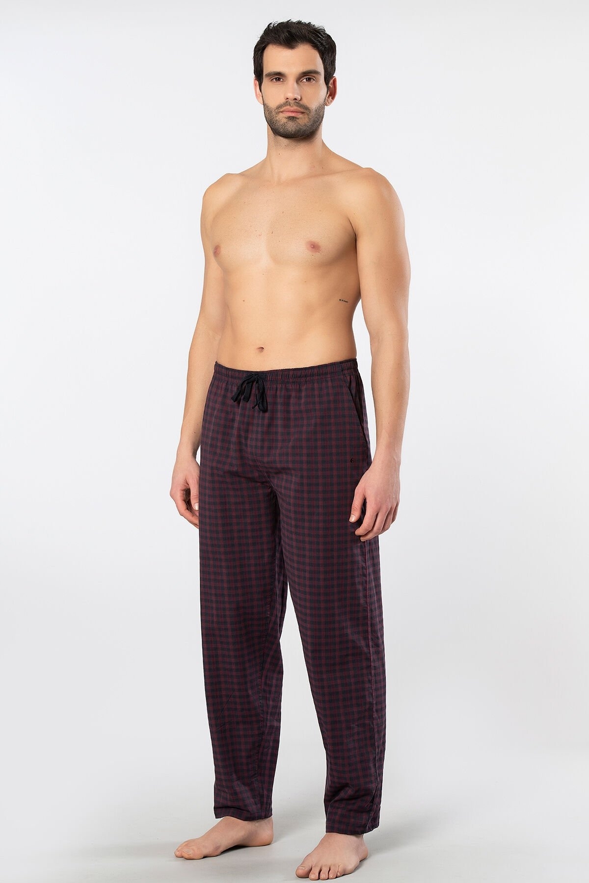 Pamuklu Elastan Bordo Erkek Pijama Alt Cacharel 2240 - Bordo 1