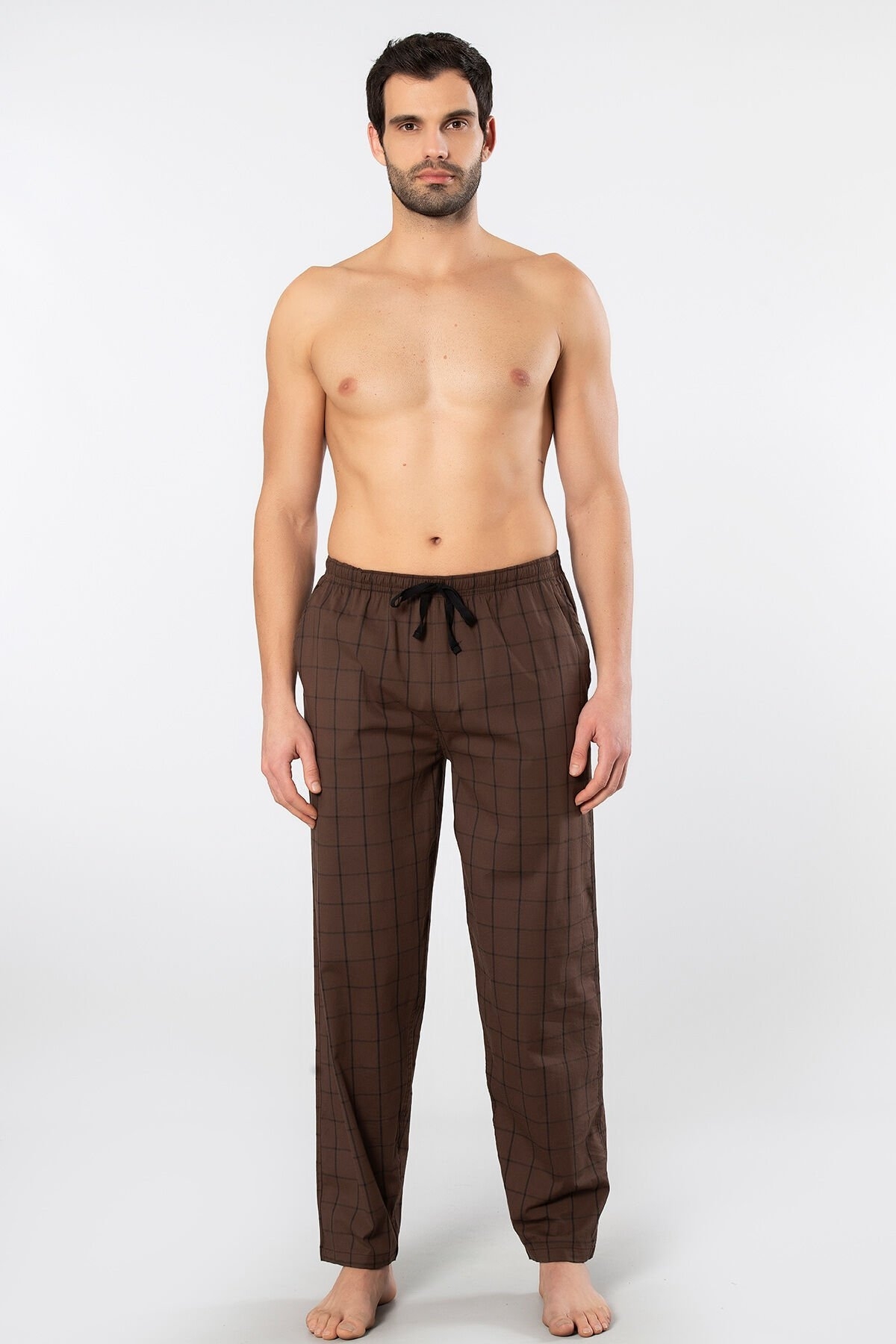 Pamuklu Elastan Tek Alt Kahverengi Pijama Cacharel 2240 - Kahve 1