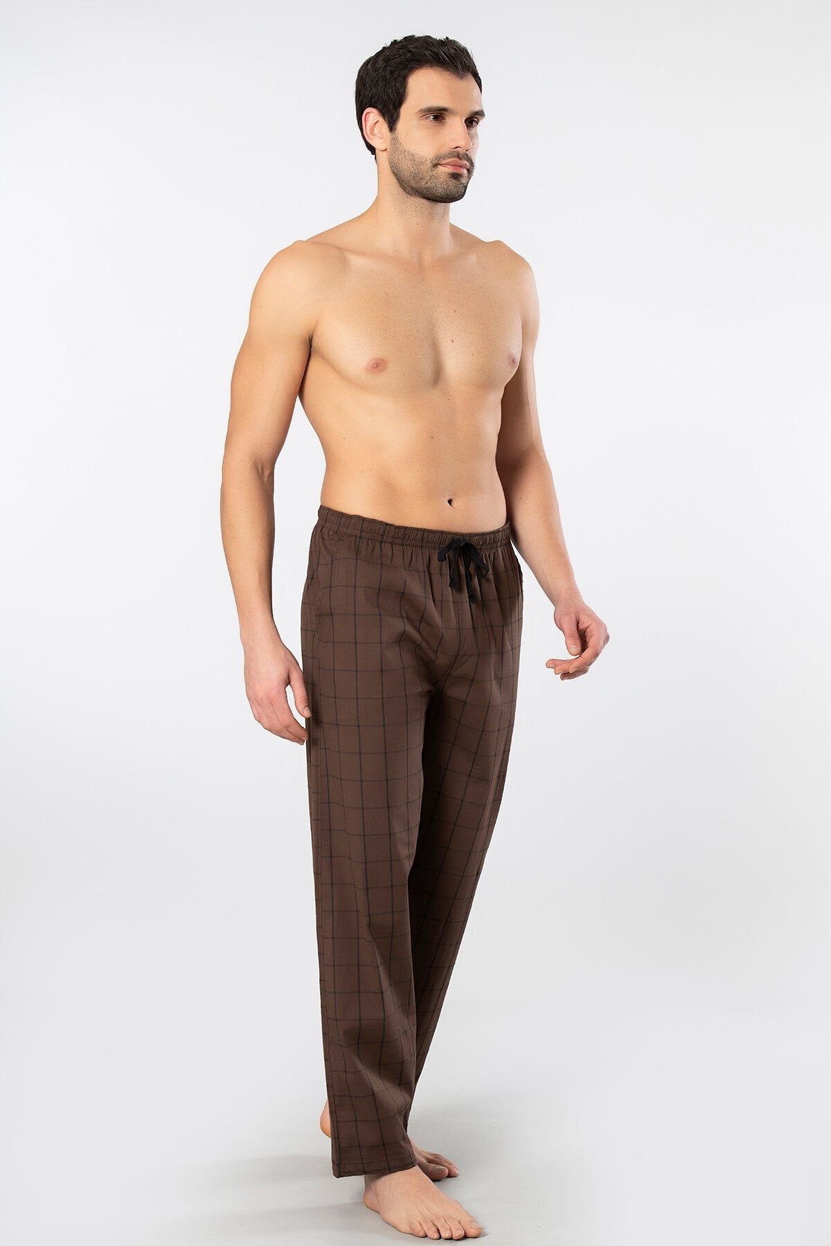 Pamuklu Elastan Tek Alt Kahverengi Pijama Cacharel 2240 - Kahve 1