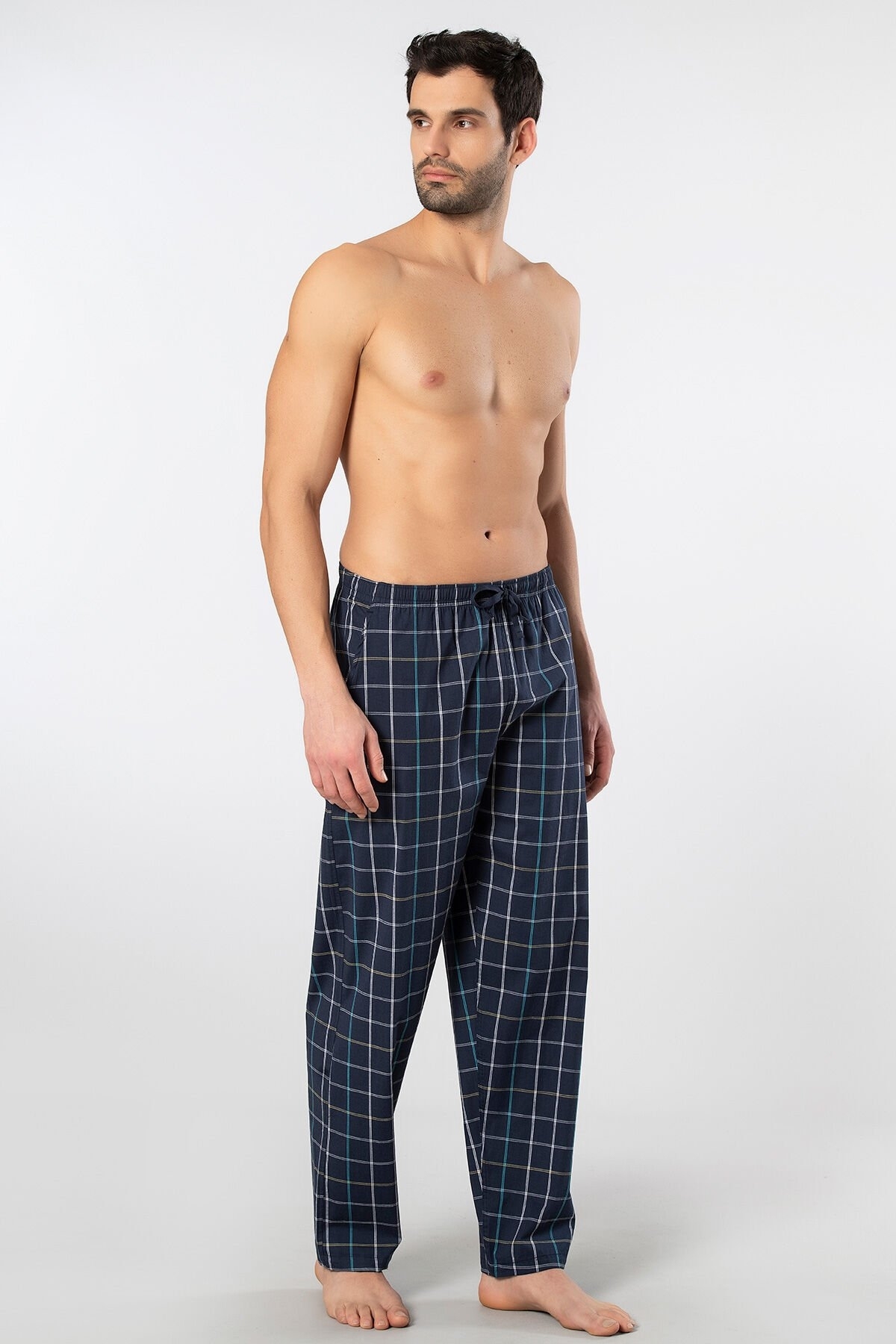 Lastikli Dokuma Pijama Altı Pamuklu Elastan Cacharel 2240 - Lacivert 8