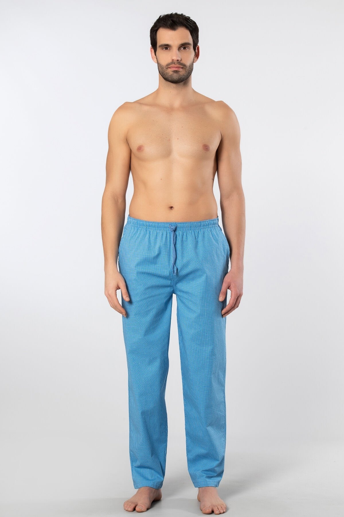 Desenli Pamuklu Cepli Pijama Altı Cacharel 2240 - Mavi 4