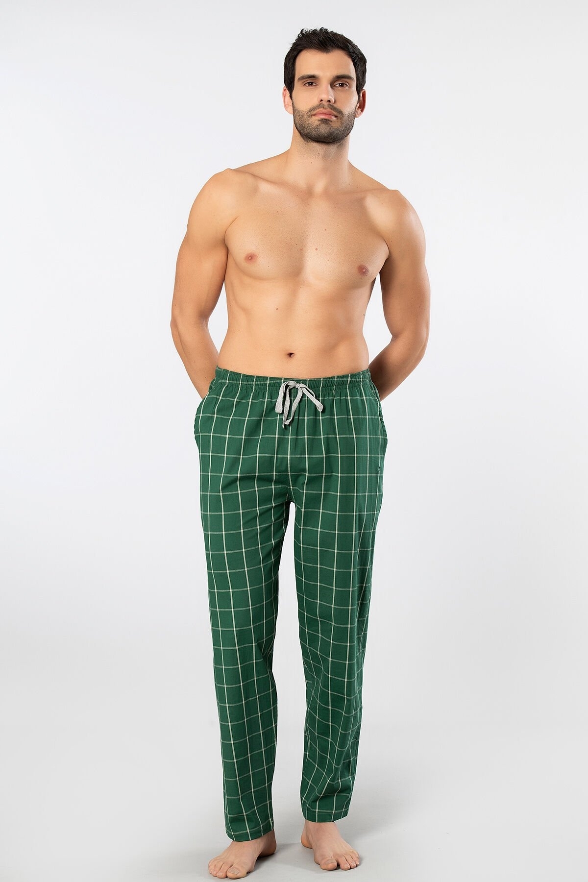 Pamuklu Esnek Erkek Pijama Altı Cacharel 2240 - Yeşil 4