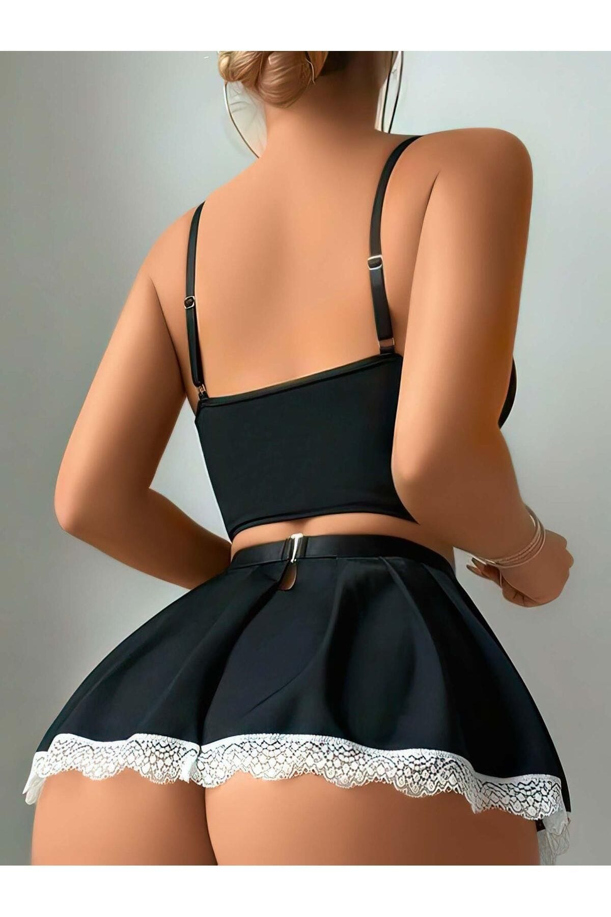 Fantezi Hizmetci Kostüm Takım Siyah Nathalie 1003 - Siyah