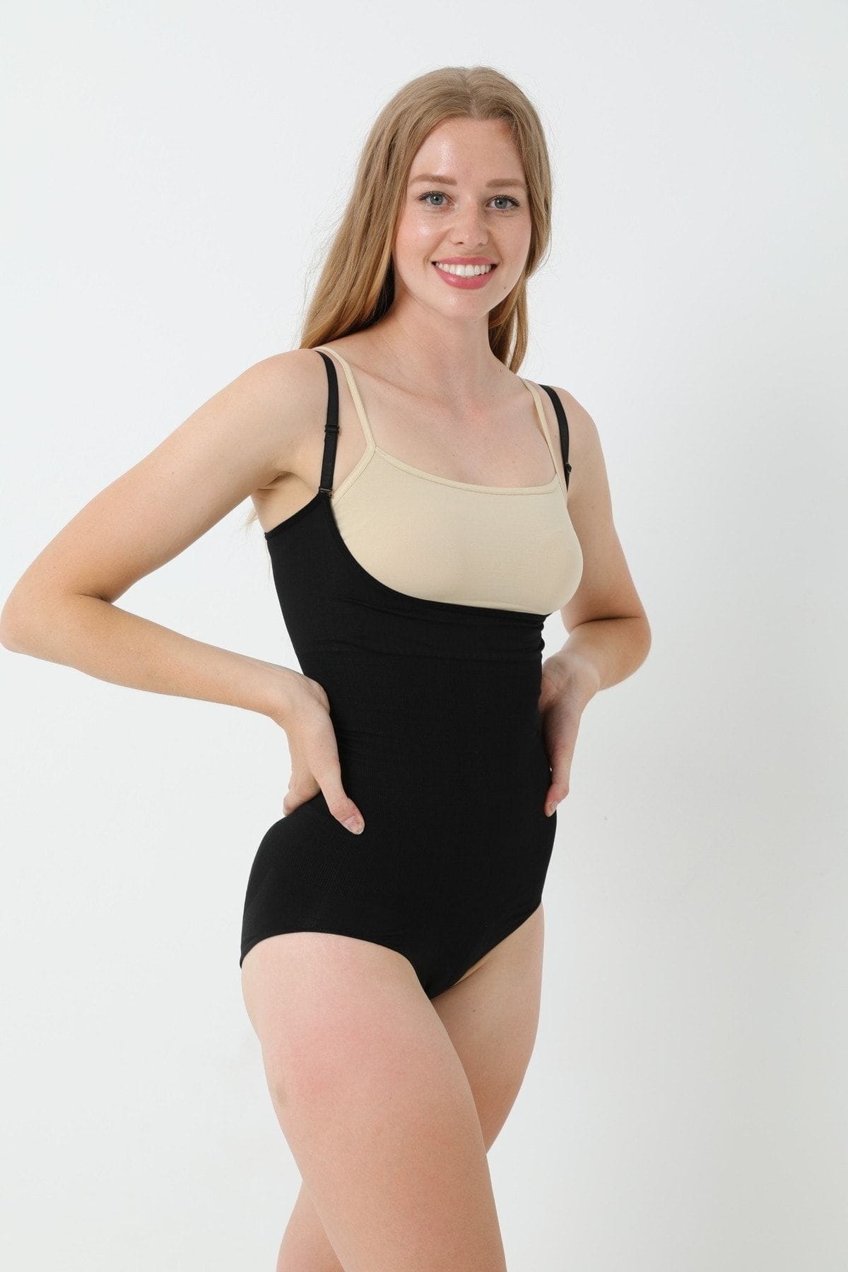 Göğüs Altı Askılı Dikişsiz Kadın Body Korse FormActive 1045 - Siyah