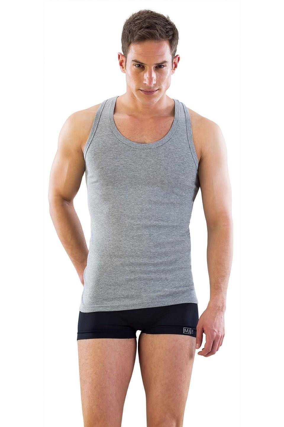 Pamuklu Ribana Kesim Erkek Atlet Emay 12320 - Gri