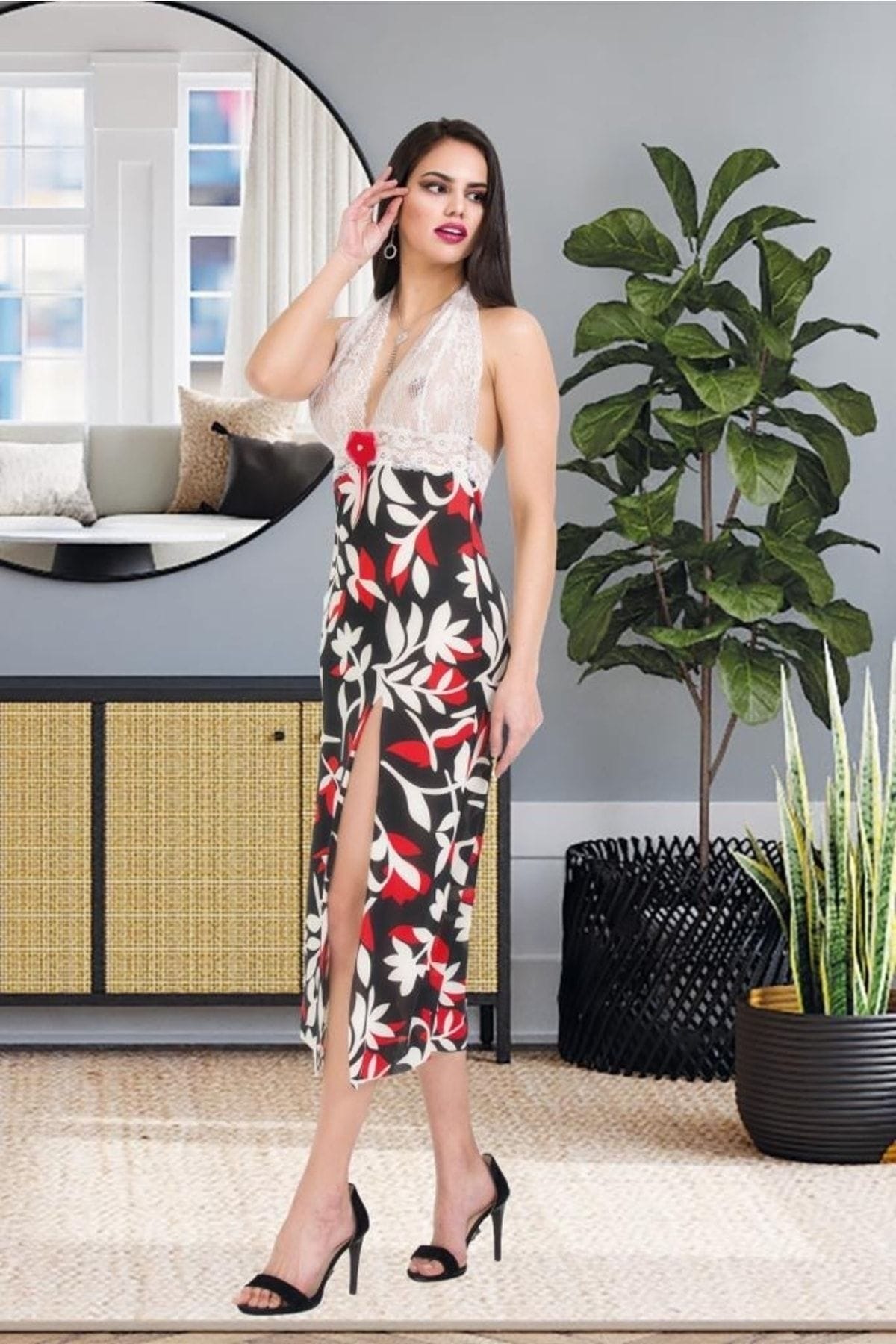 Yırtmaçlı Uzun Fantazi Gecelik Beyaz İzabel 2012 - Beyaz