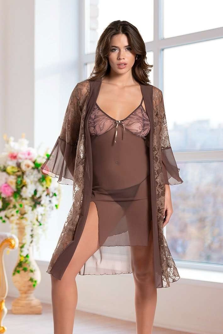 Haki Tül Desenli Tek Parça Body Real Passione 8096 - Haki