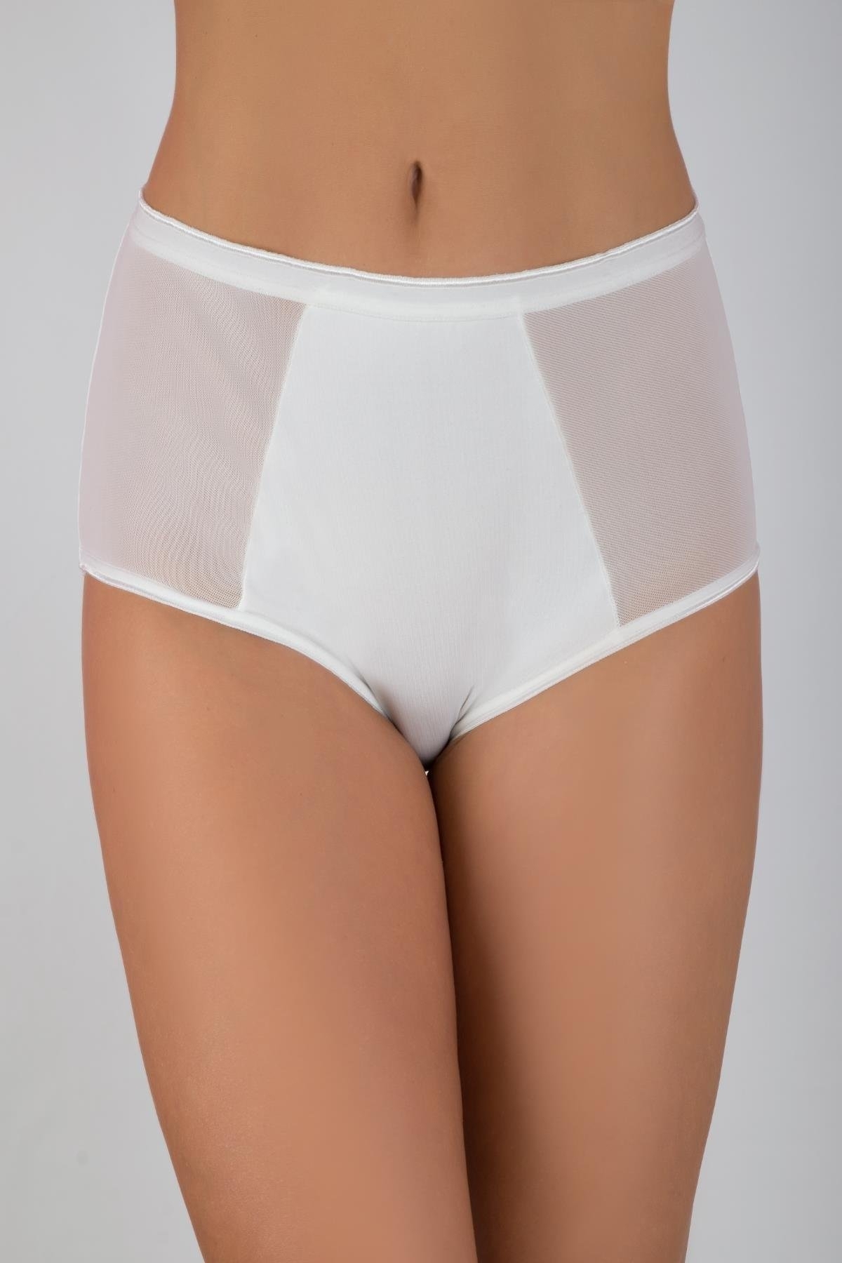 Yüksek Bel Esnek Hipster Kadın Külot G-Box 922 - Ekru