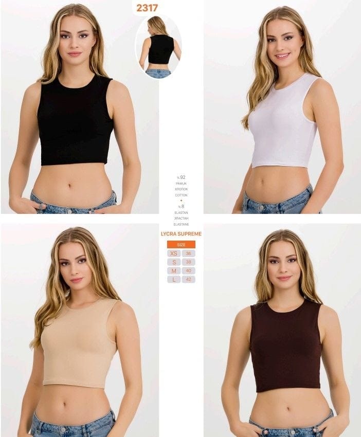 Pamuklu Nefes Alan Kolsuz Kadın Crop T-Shirt İlke 2317 - Siyah