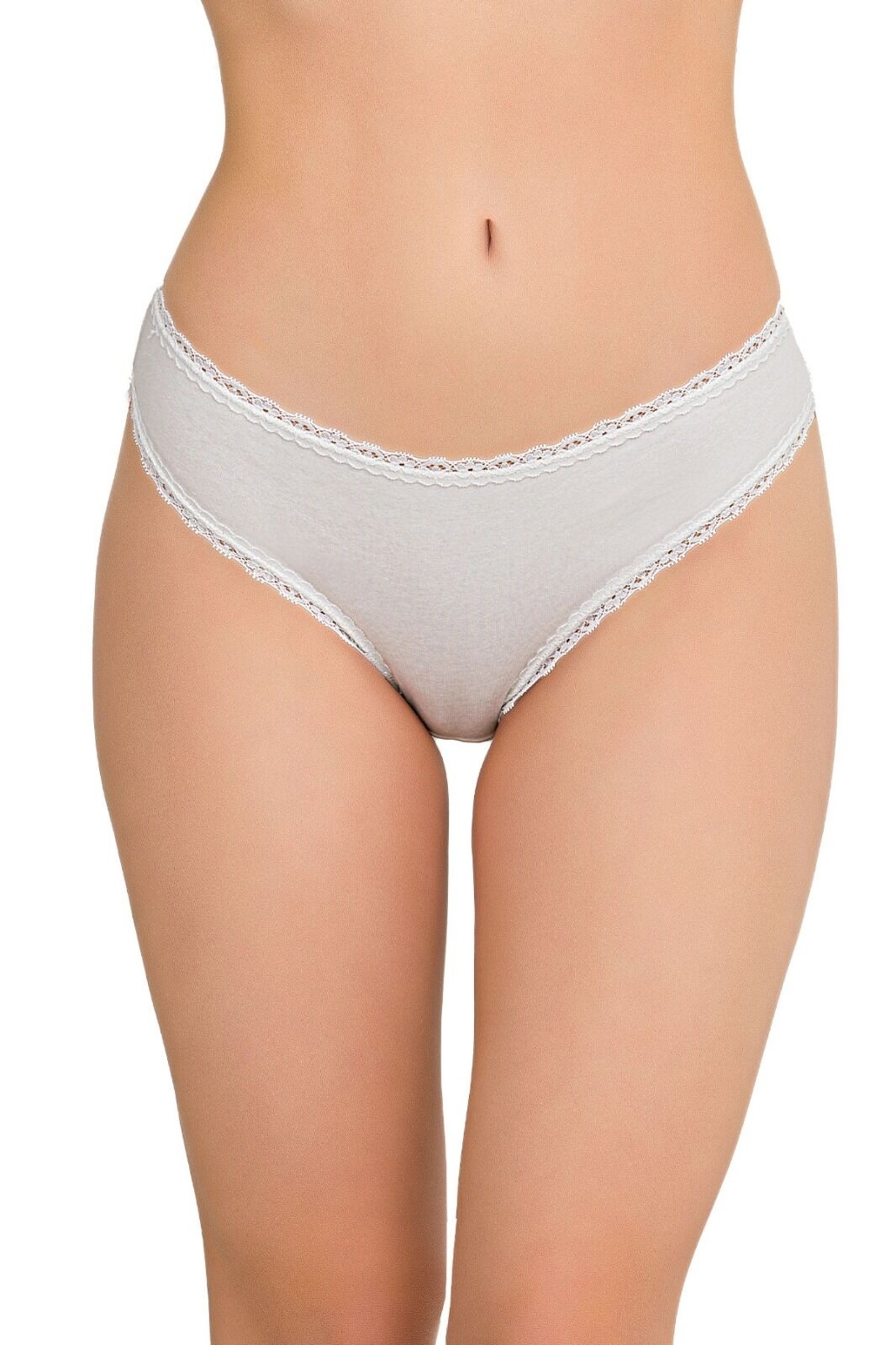 Dantelli Yüksek Bel Kadın Bikini Külot İlke 428 - Ekru