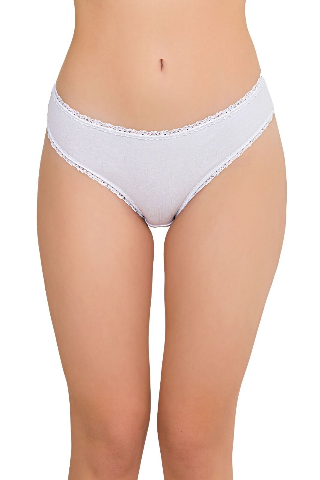 Dantelli Yüksek Bel Kadın Bikini Külot İlke 428 - Beyaz