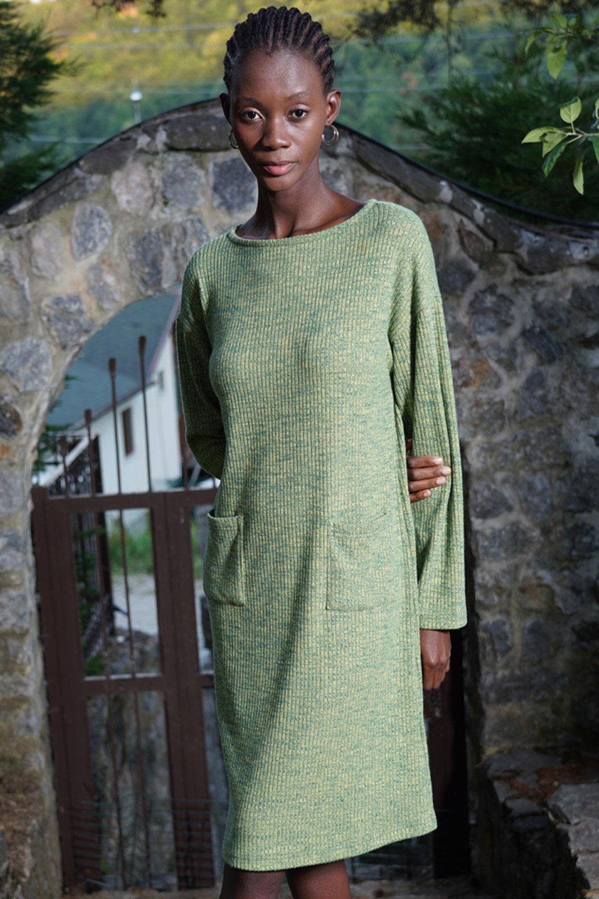 Uzun Kollu Örme Kadın Gecelik Lila Vienetta 405047 - Haki