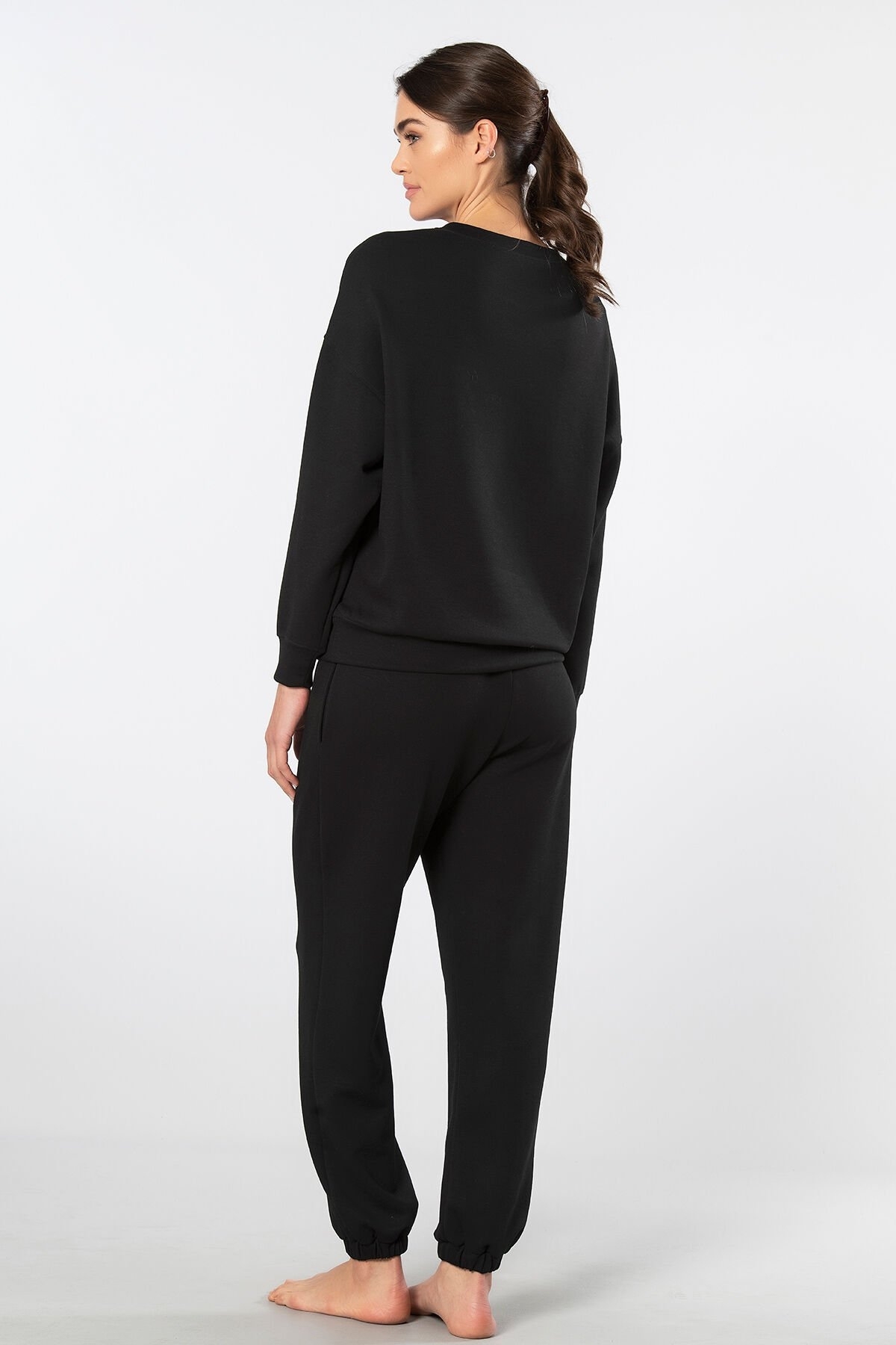 Viskon, Polyester ve Elastan Jogger Eşofman Takımı Türen 3611 - Siyah