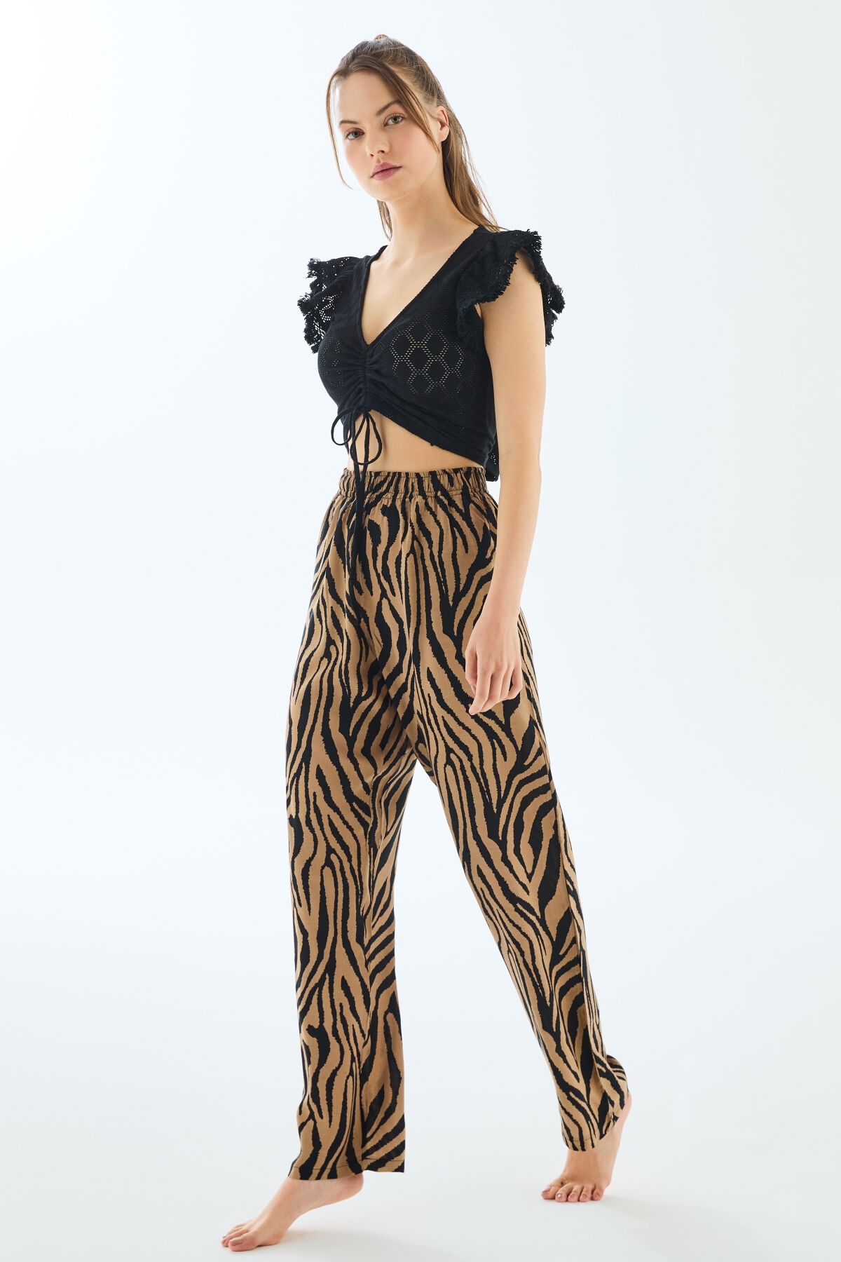 Kadın Büstiyer ve Pantolon Takım Anıl 11637 - Siyah