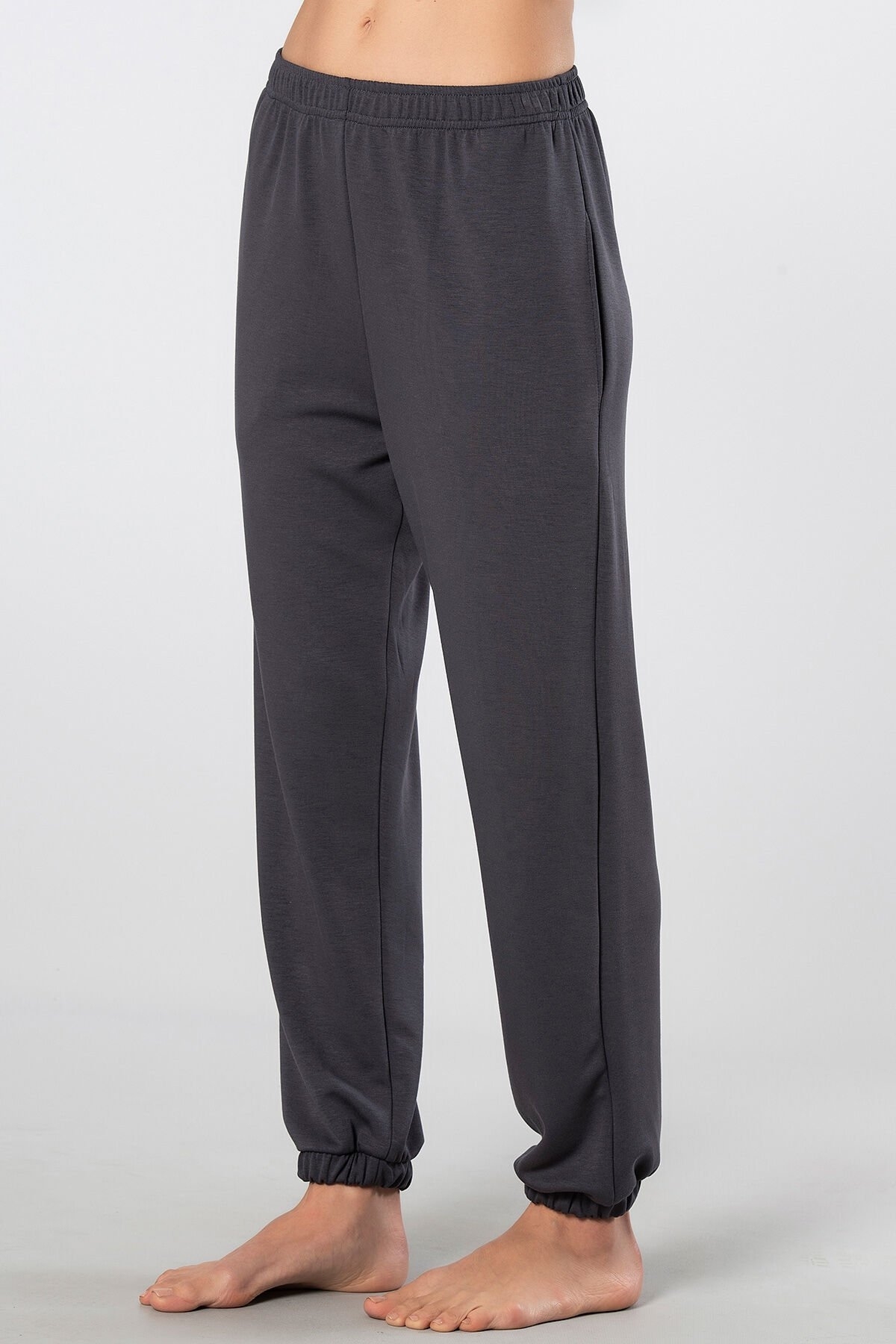 Lastikli Cepli Jogger Kadın Pantolon Viskon Polyester Türen 3614 - Antrasit