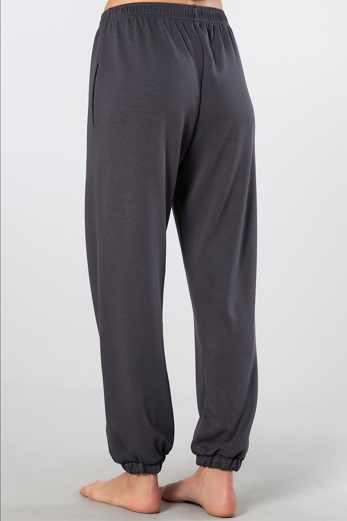 Lastikli Cepli Jogger Kadın Pantolon Viskon Polyester Türen 3614 - Antrasit