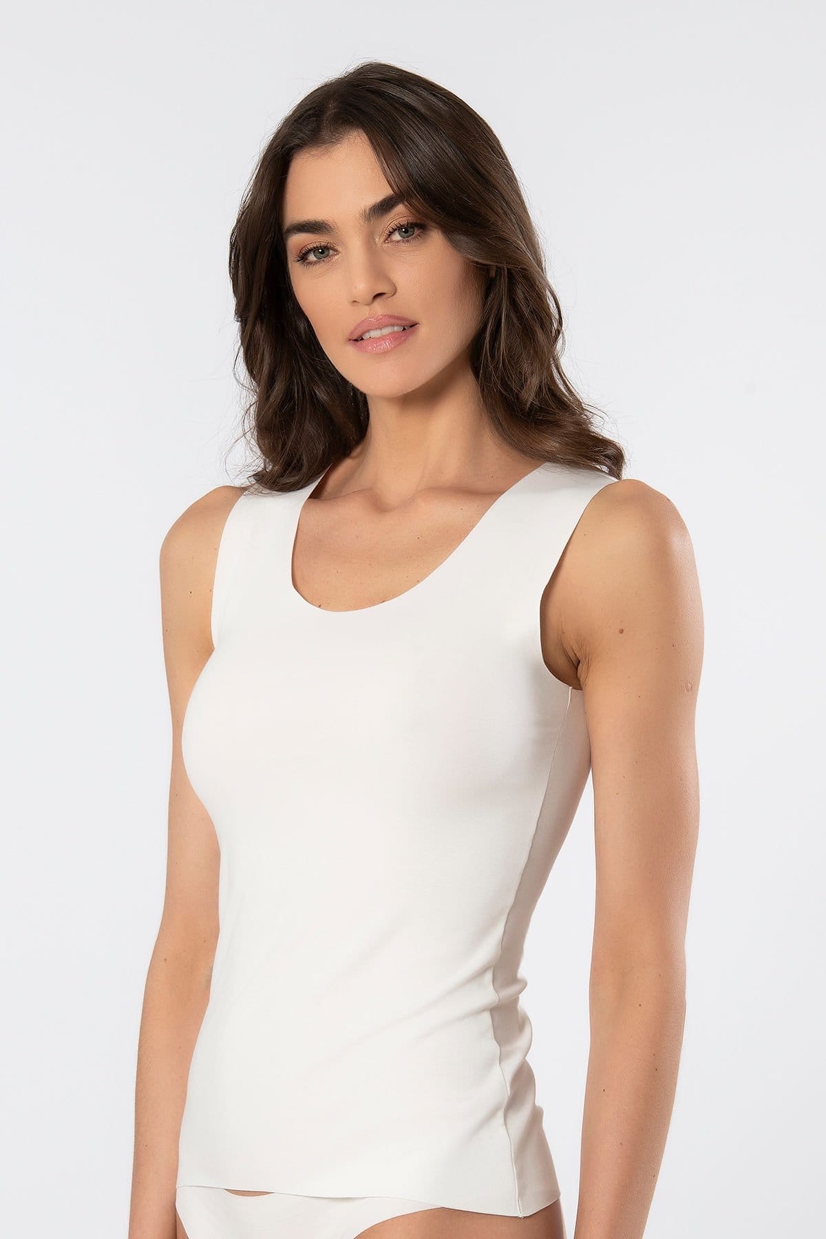 Kadın Lazer Kesim Pamuklu Atlet Türen 906 - Ekru