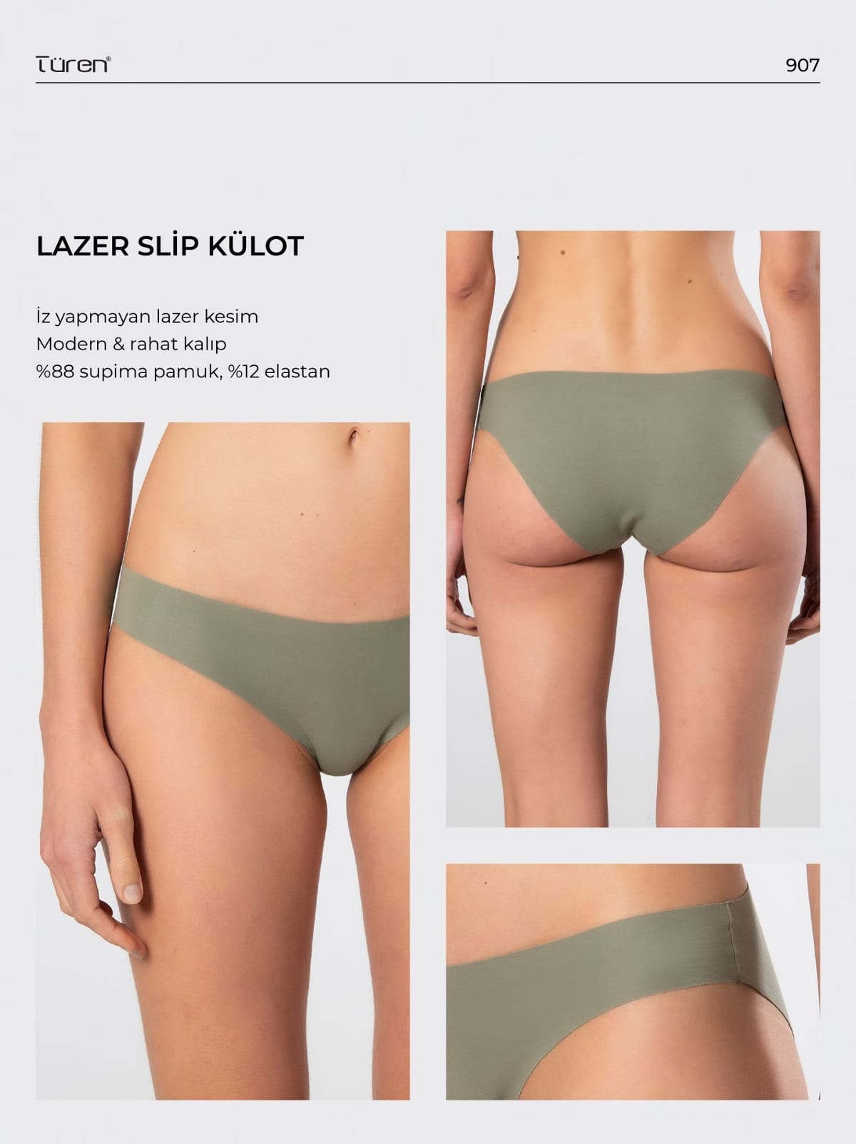 Yüksek Bel Pamuklu Bikini Kadın Külot Türen 907 - Yeşil