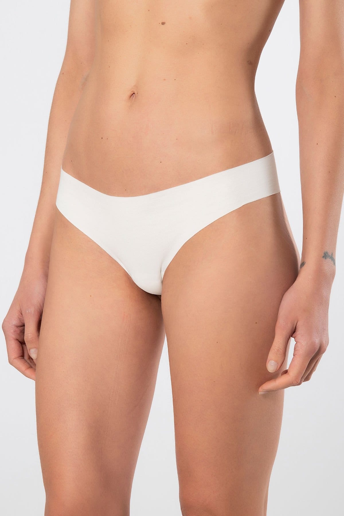 Yüksek Bel Lazer Kesim Pamuklu Kadın Külot Türen 908 - Ekru