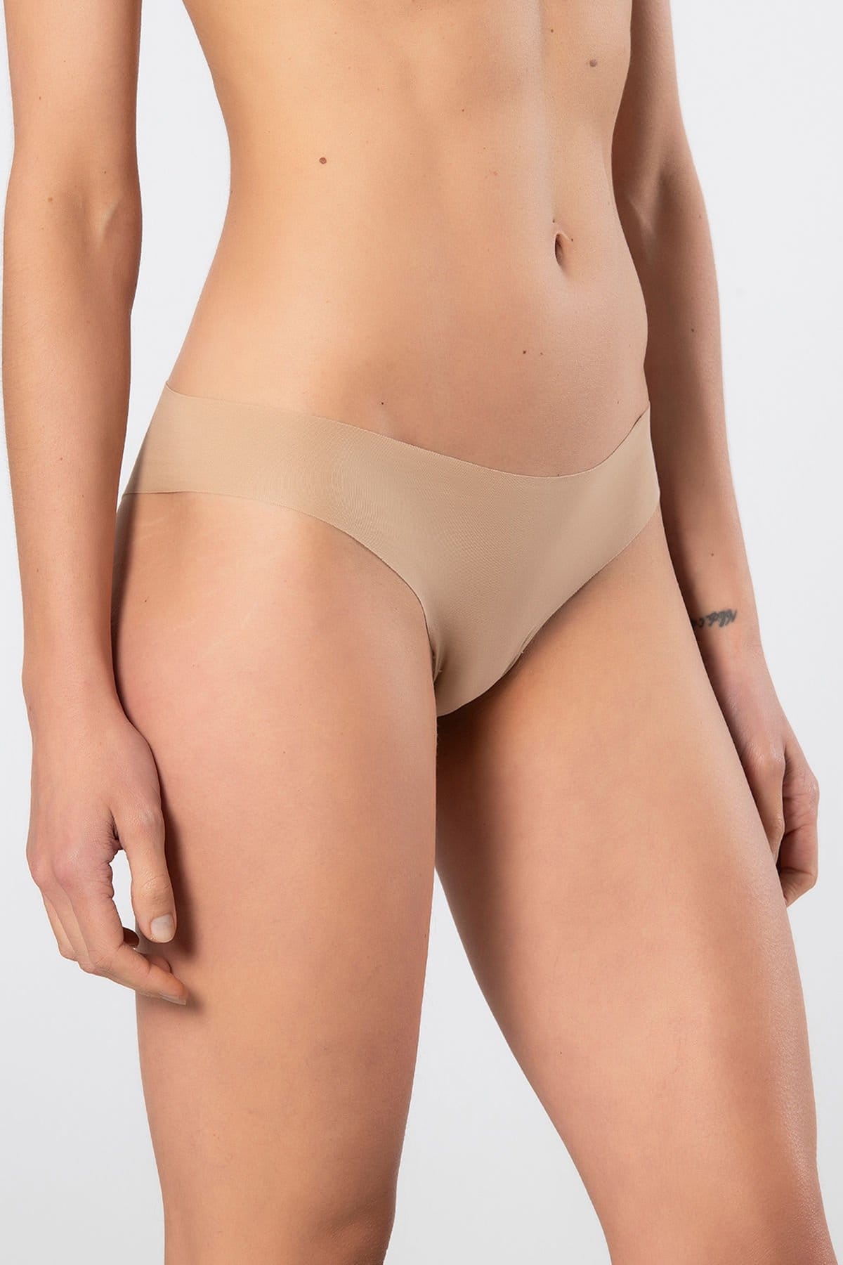 Yüksek Bel Lazer Kesim Pamuklu Kadın Külot Türen 908 - Vizon