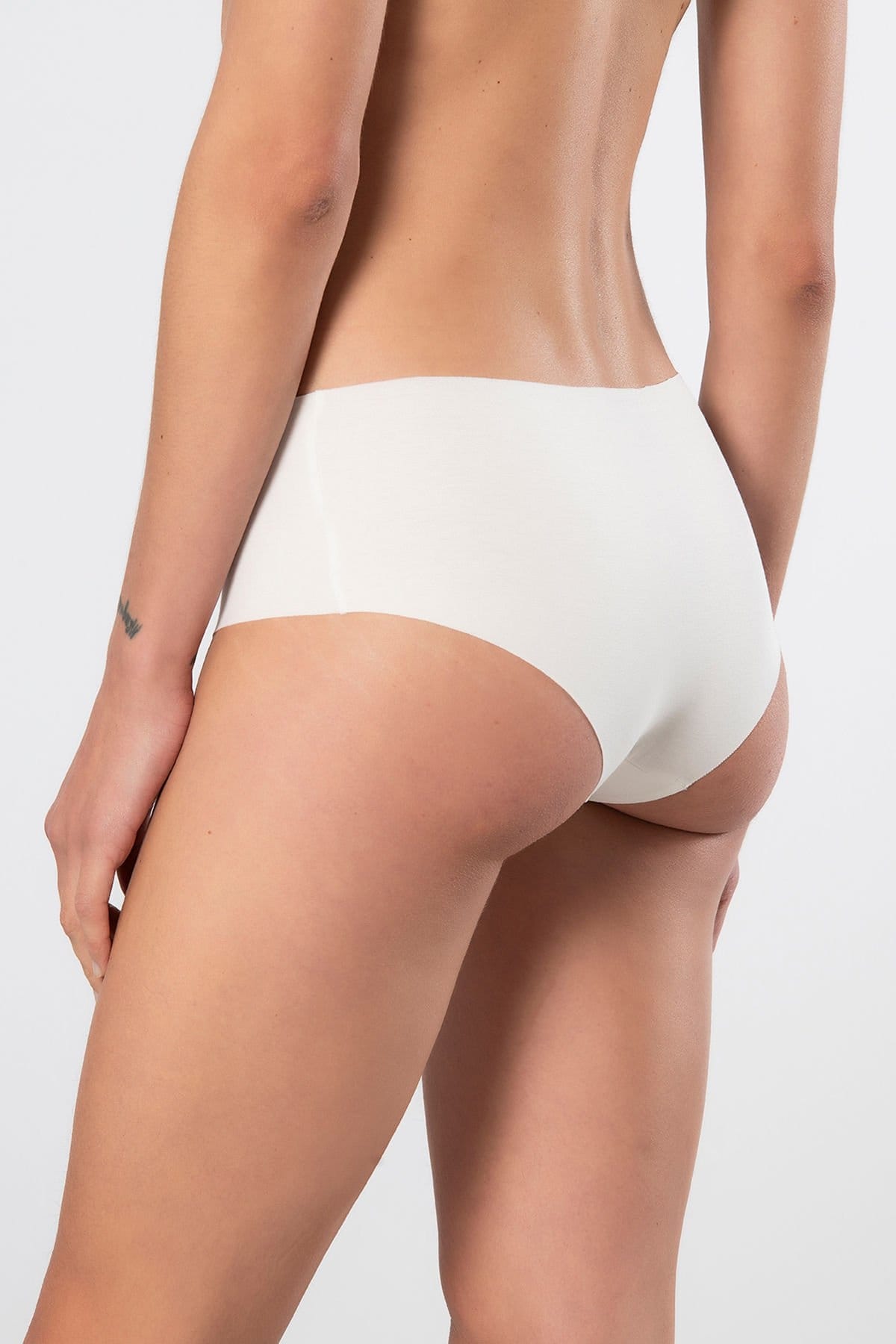 Yüksek Bel Lazer Kesim Pamuklu Kadın Külot Türen 910 - Ekru