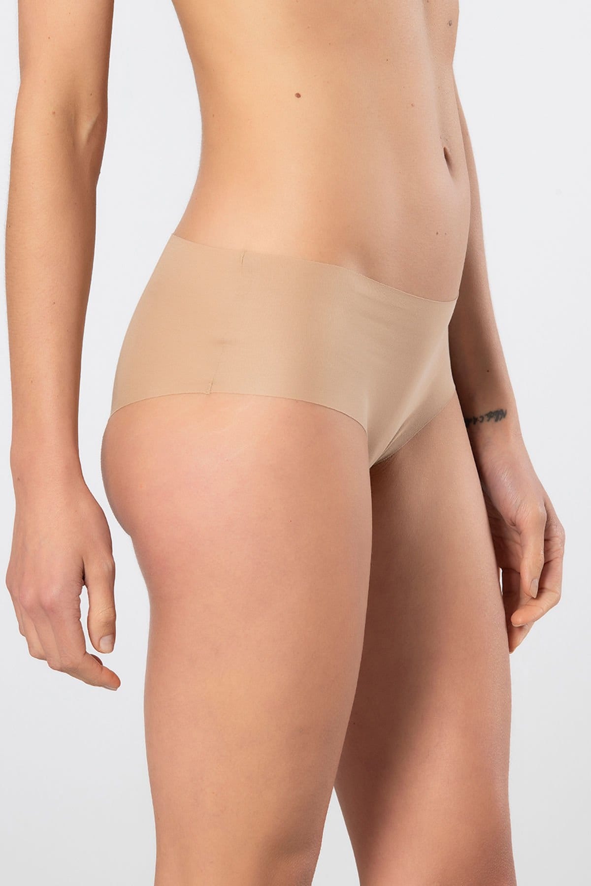 Yüksek Bel Lazer Kesim Pamuklu Kadın Külot Türen 910 - Vizon