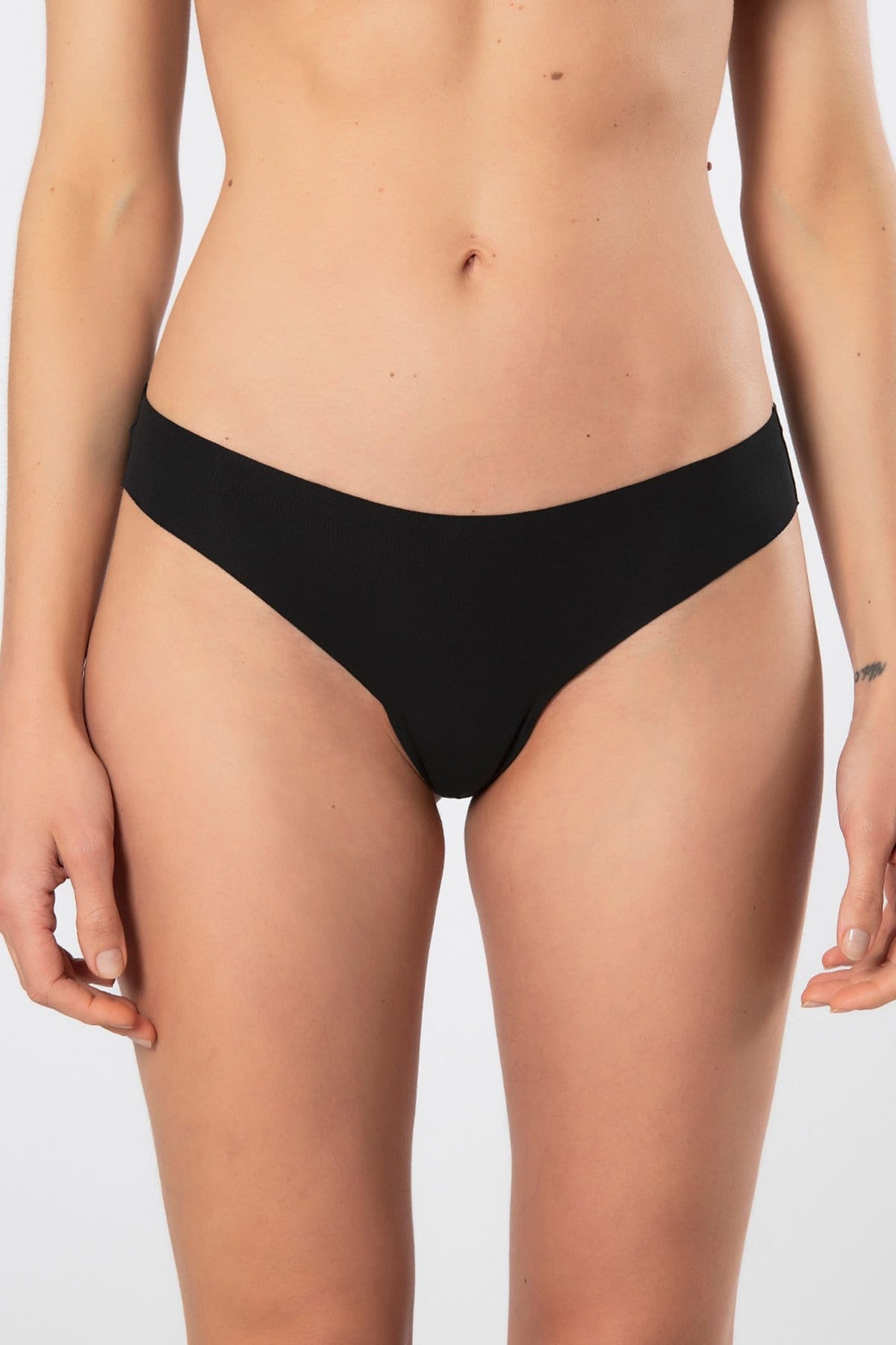 Yüksek Bel Lazer Kesim Pamuklu String Kadın Külot Türen 912 - Siyah