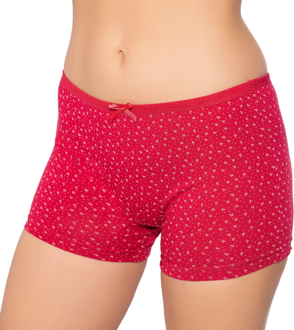 Bordo Empirme Likralı Kadın Boxer Gümüş 3098 - 6 Adet - Bordo