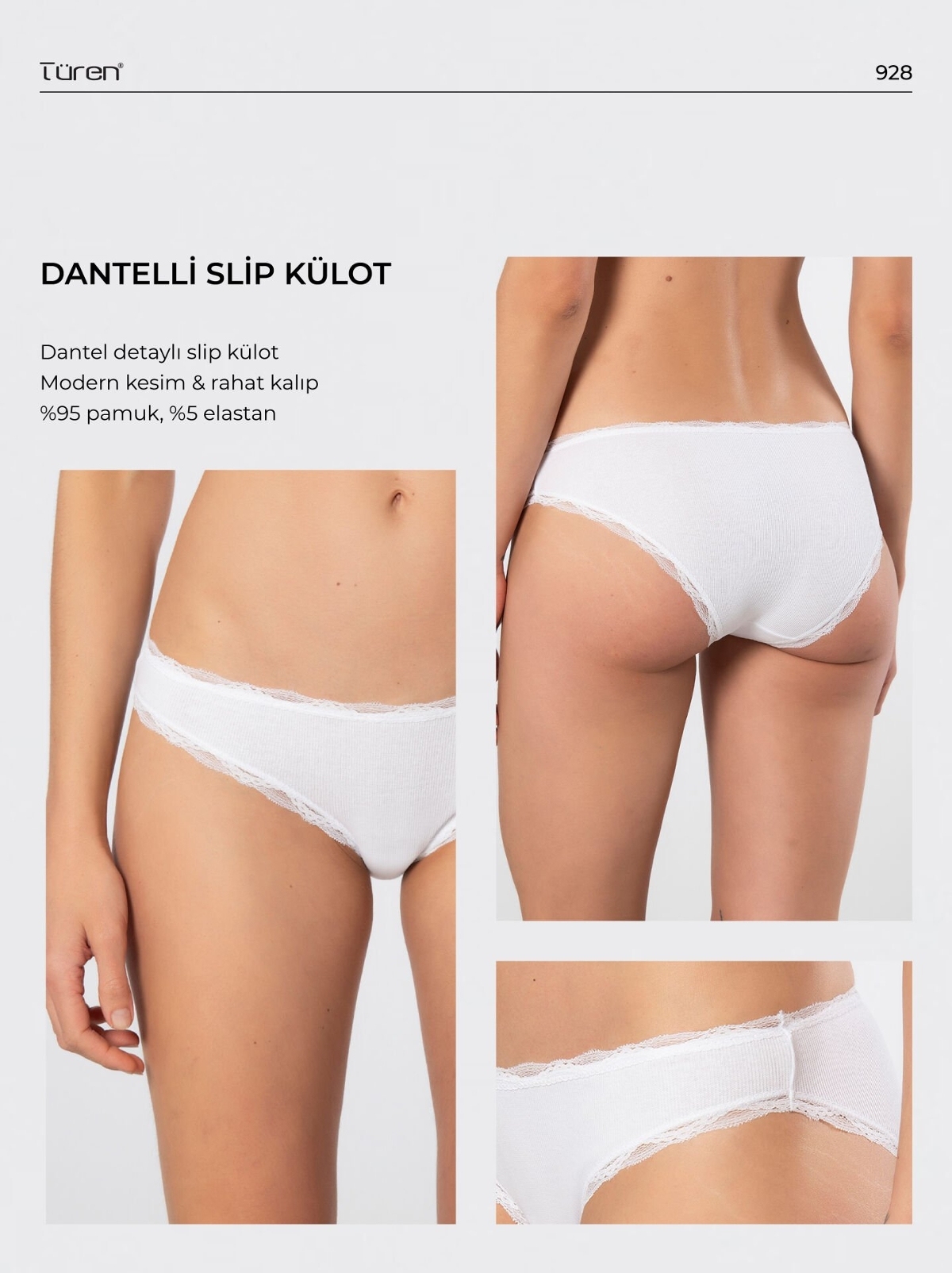 Dantelli Yüksek Bel Bikini Külot 2'li Paket Türen 928 - Beyaz