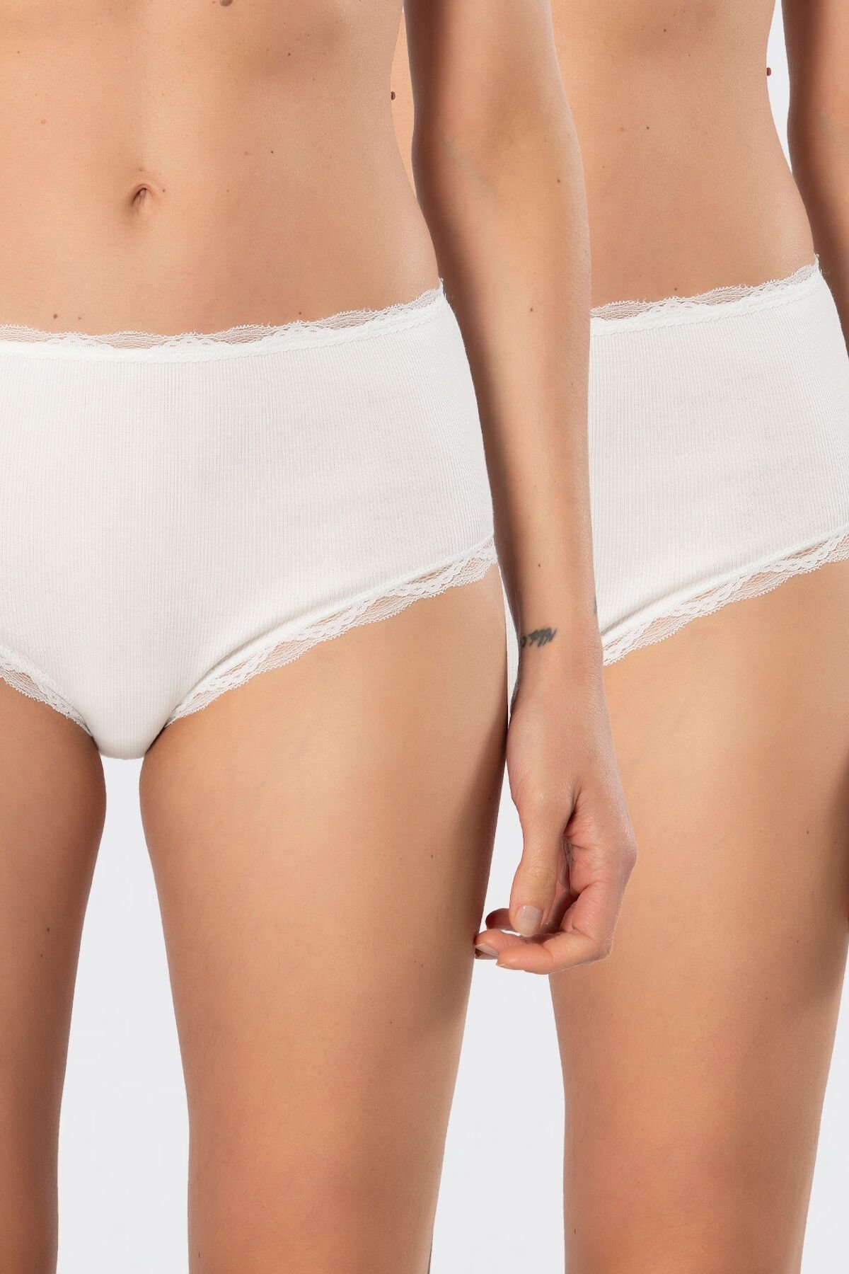 Türen Yüksek Bel Pamuklu Dantelli Kadın Külot 2li Türen 929