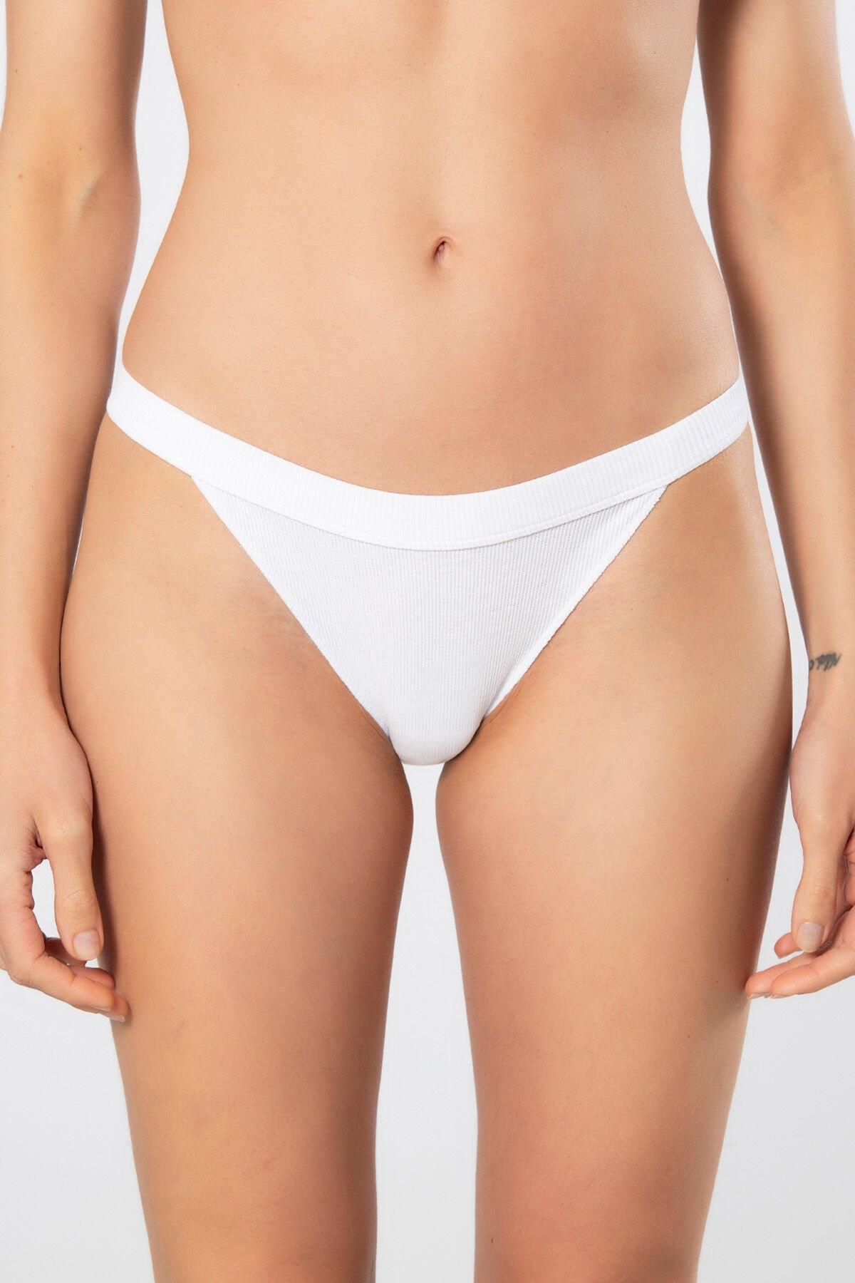 Yüksek Bel Pamuklu Likralı Kadın Külot  Türen 931 - Beyaz