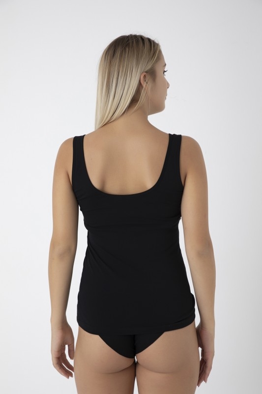 Dantelli Kalın Askılı Atlet Kadın Öztaş 20004 - Siyah