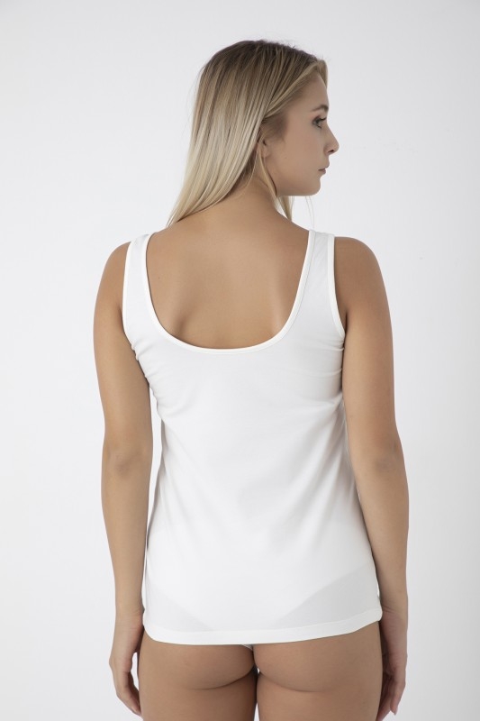 Dantelli Kalın Askılı Atlet Kadın Öztaş 20004 - Beyaz