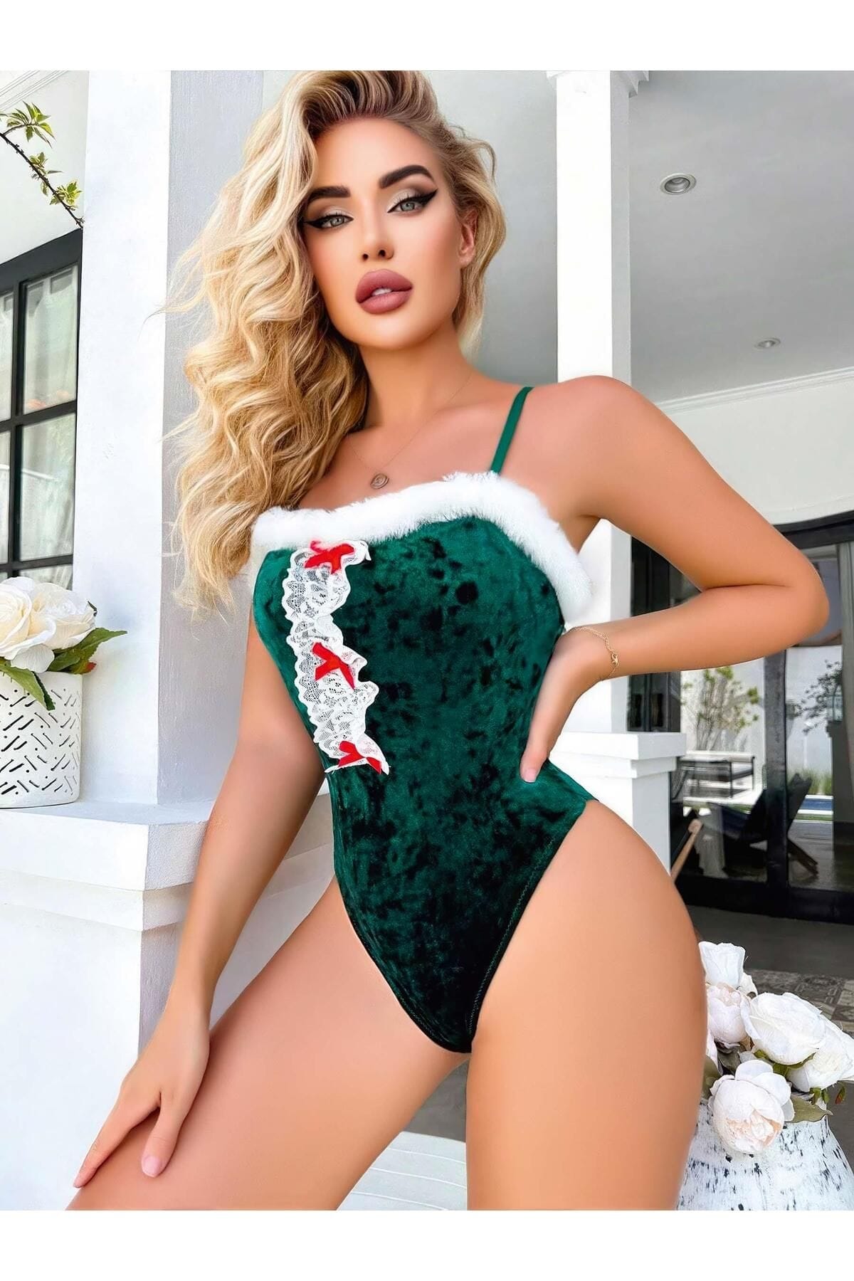 Lila Renkli Yılbaşı Konseptli Fantezi Gecelik Nathalie 1803 - Yeşil