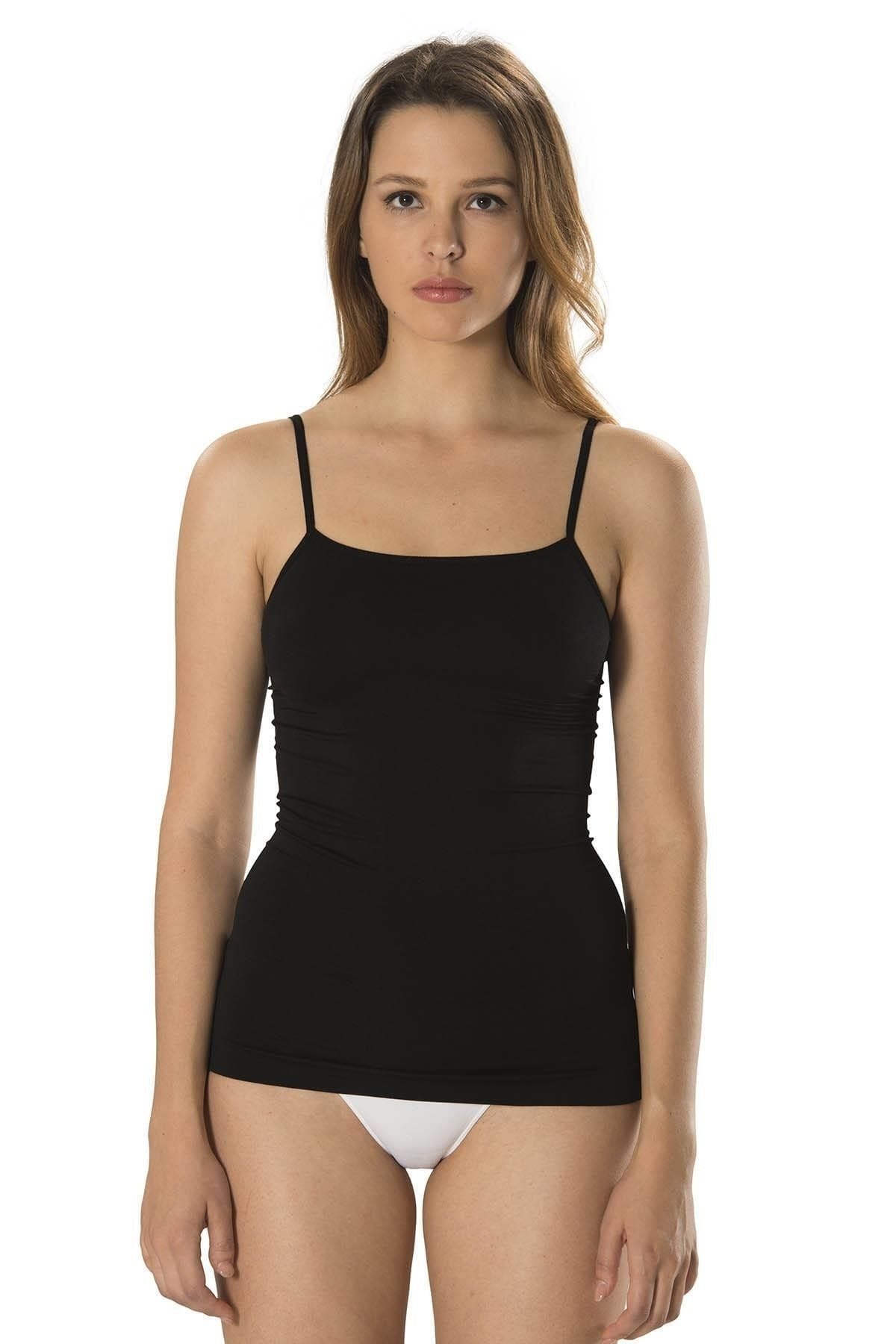 Nefes Alan Pamuklu Kalın Askılı Atlet Takımı FormActive 2015 - Siyah