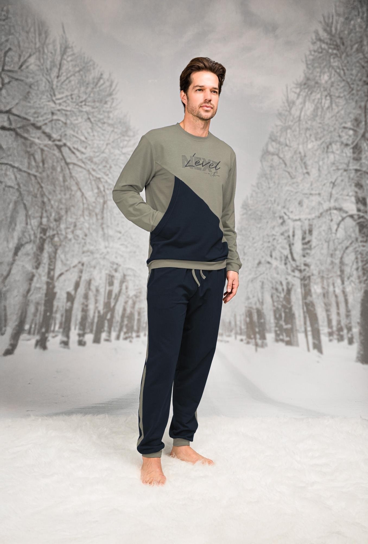 Kanguru Cepli Uzun Kollu Erkek Pijama Takımı Doreanse 26K4607 - Lacivert